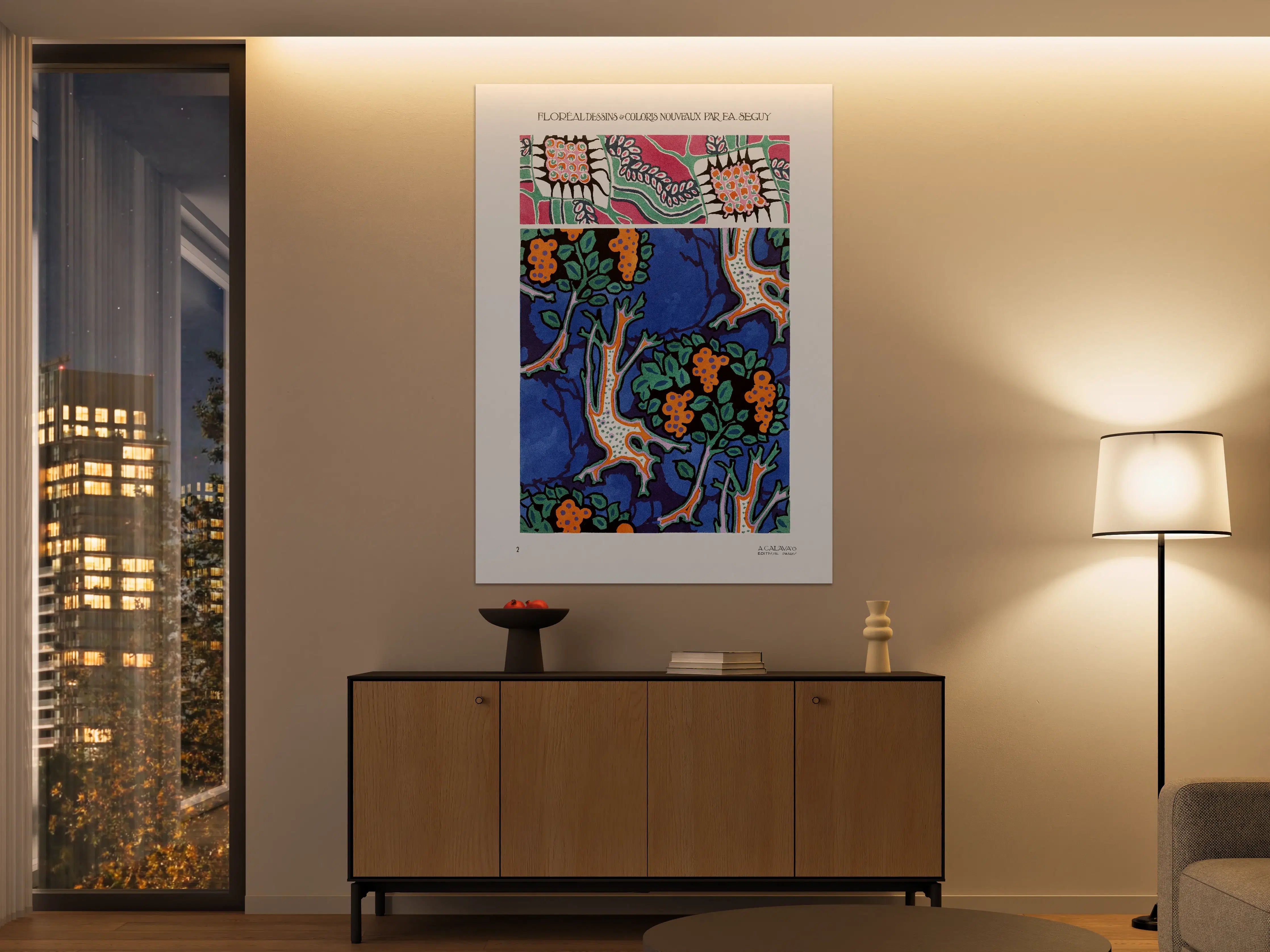 Große Wandbilder - Bunte Baum- und Blumenmuster in abstrakter Kunst