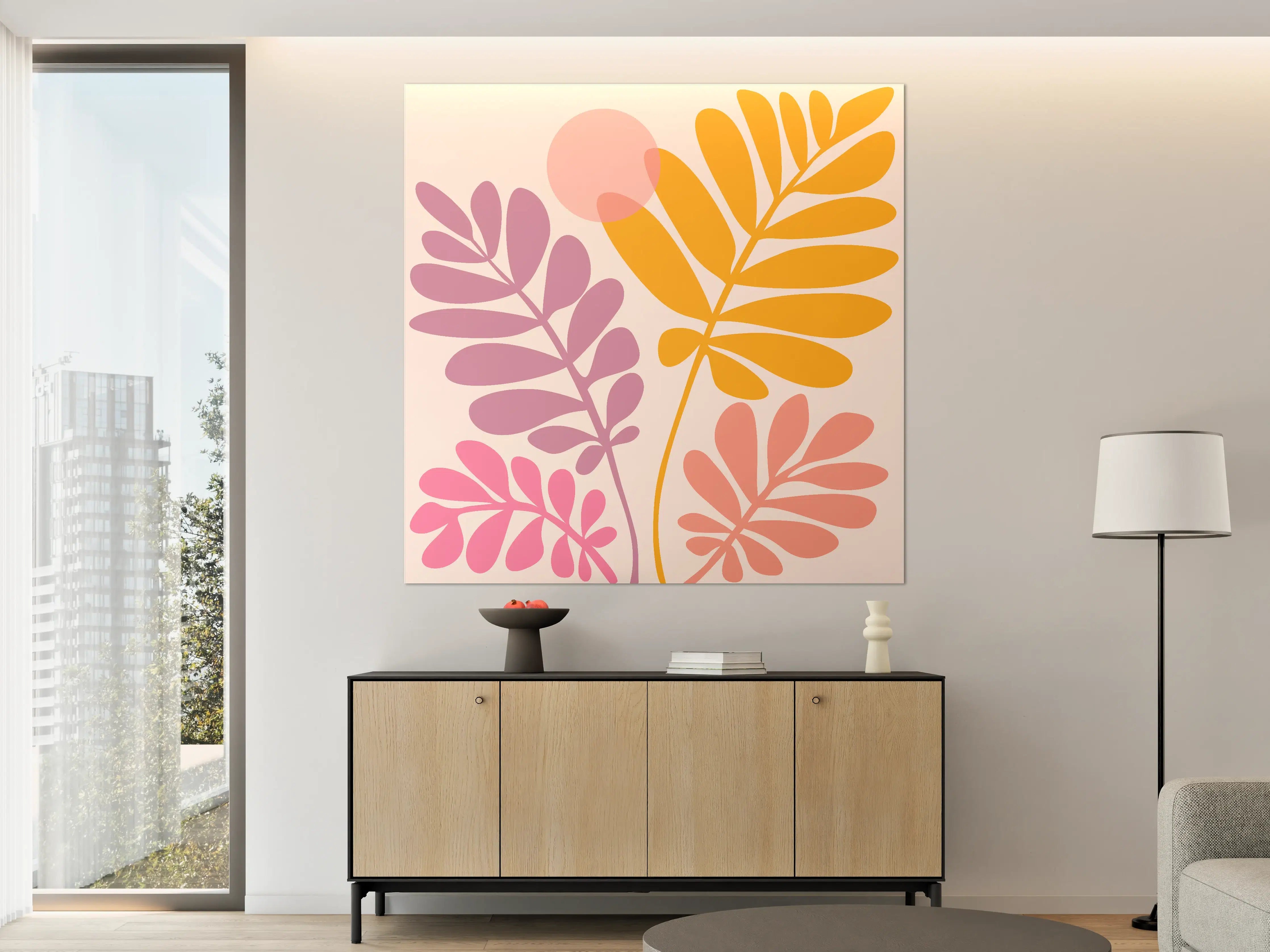 Große Wandbilder - Bunte Blätter im minimalistischen Design