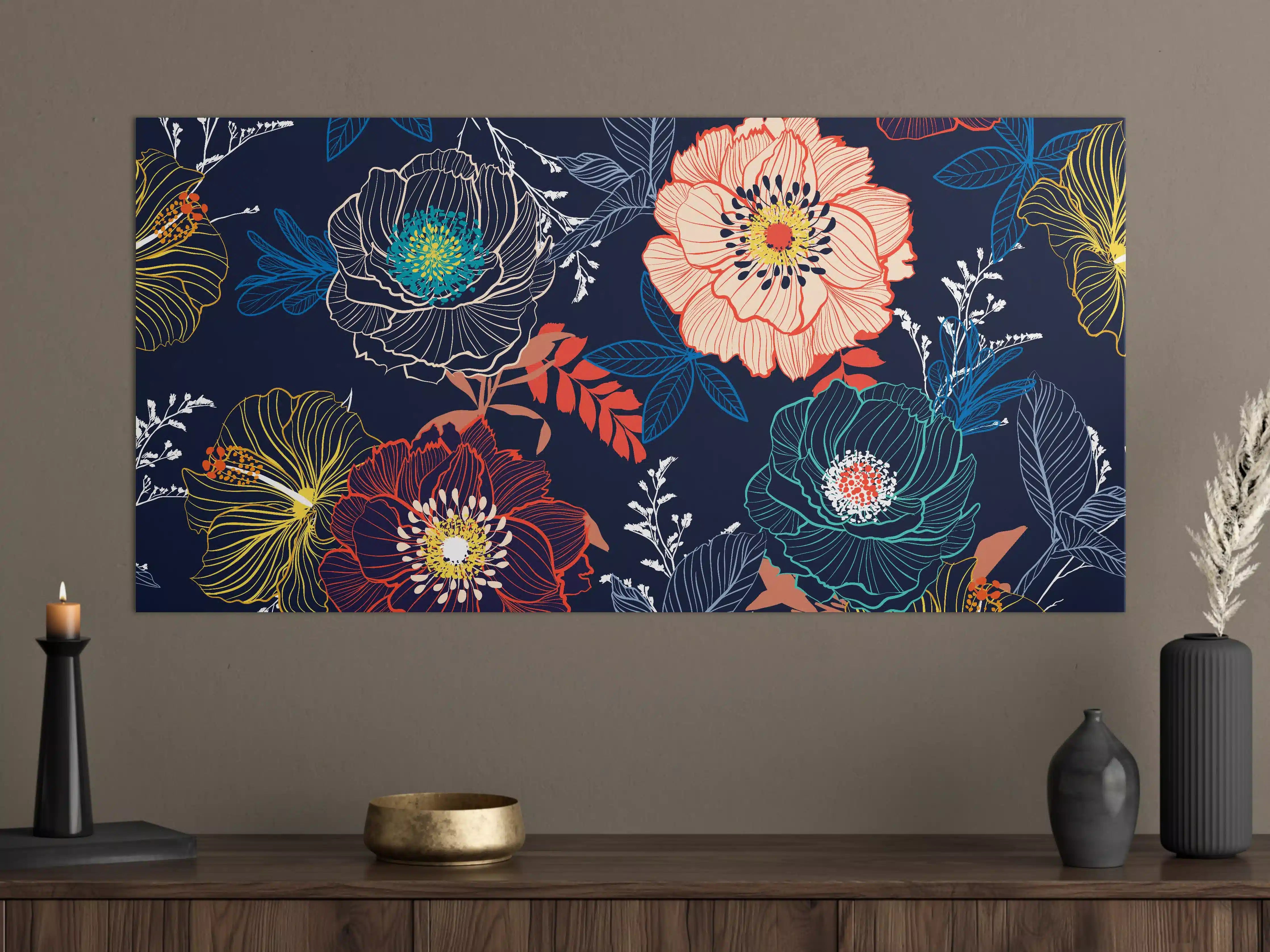 Große Wandbilder - Bunte Blumenkunst
