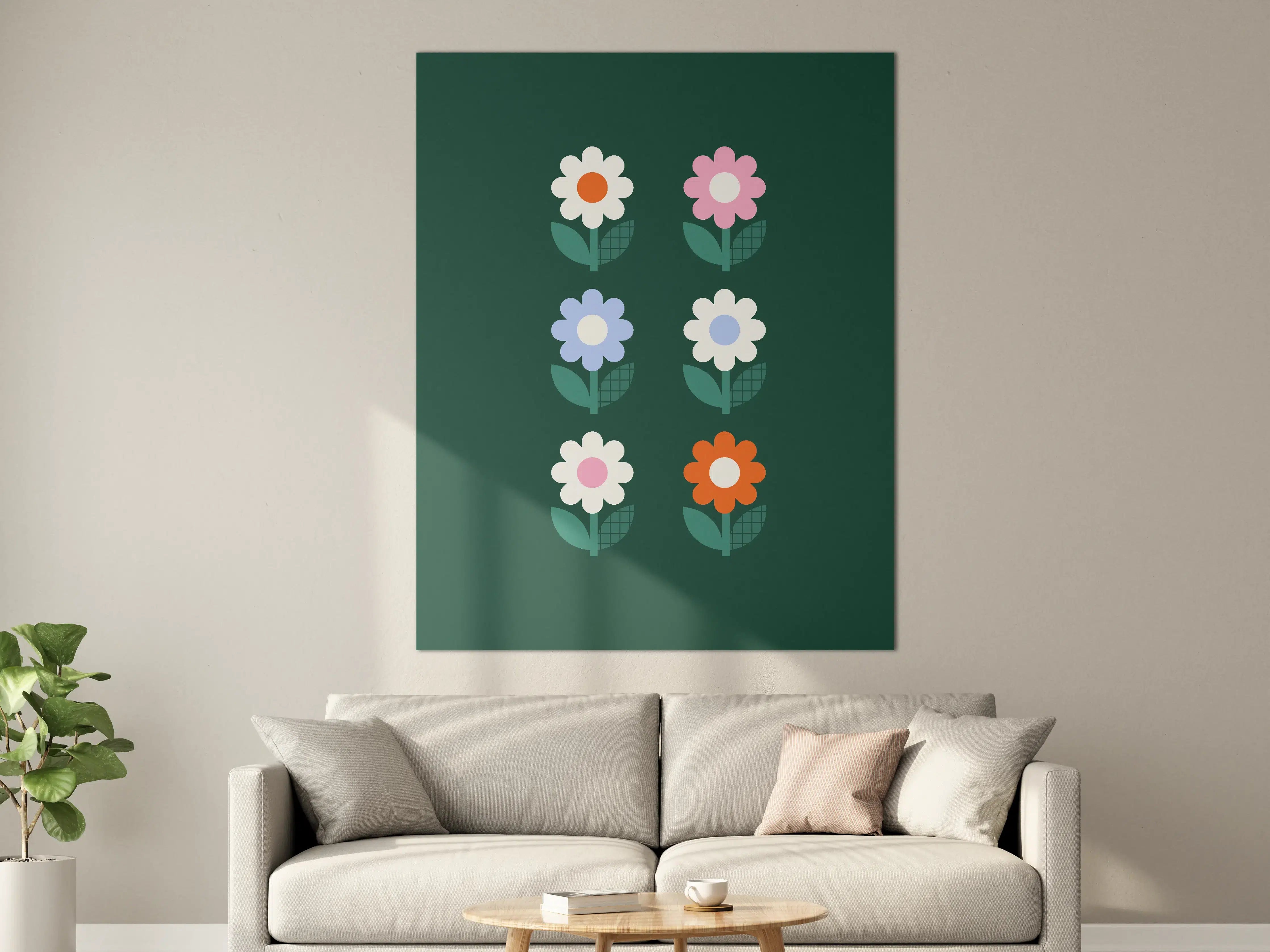 Große Wandbilder - Bunte Blumenmotive auf dunklem Hintergrund
