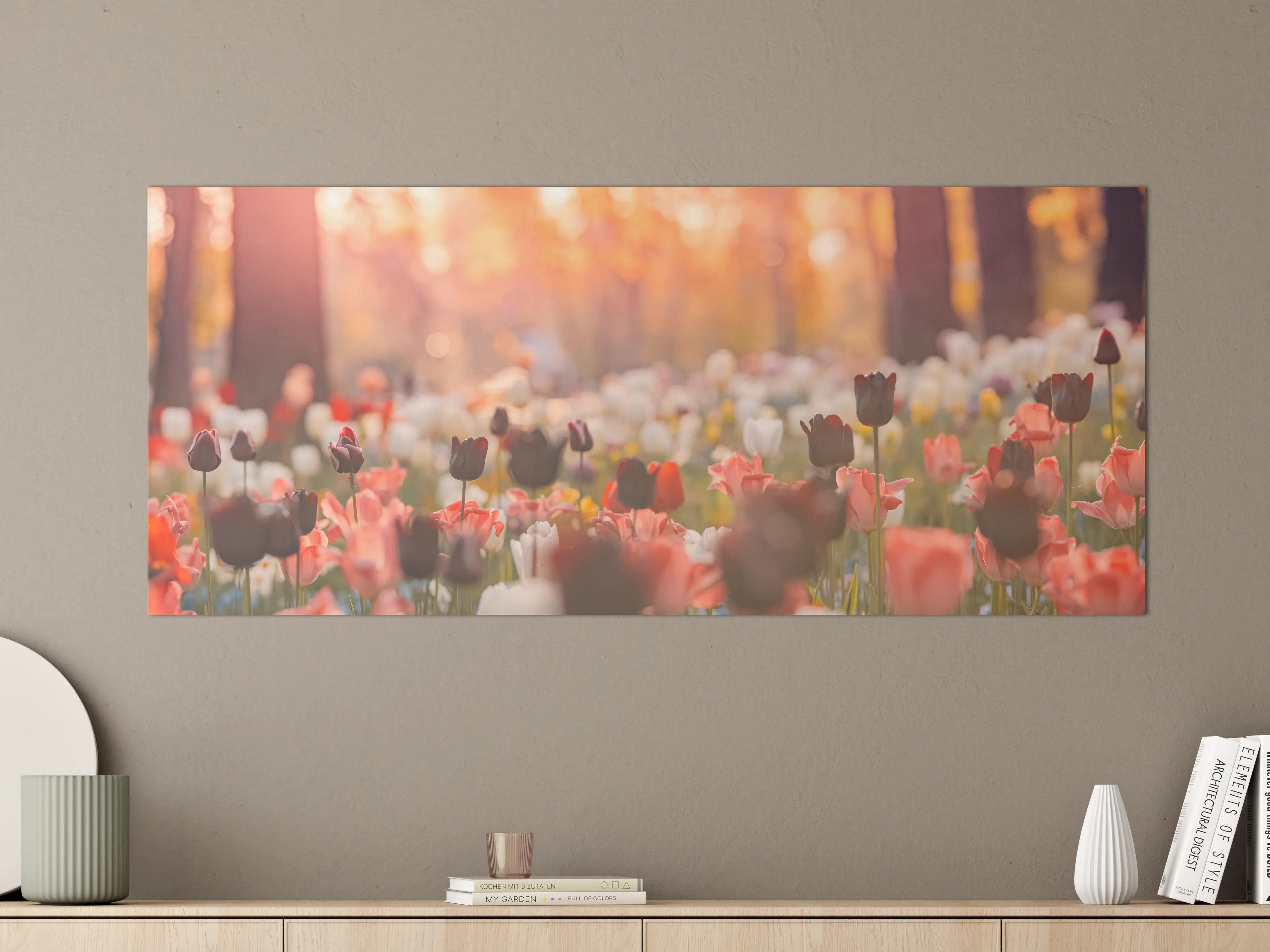 Große Wandbilder - Bunte Blumenwiese mit Tulpen