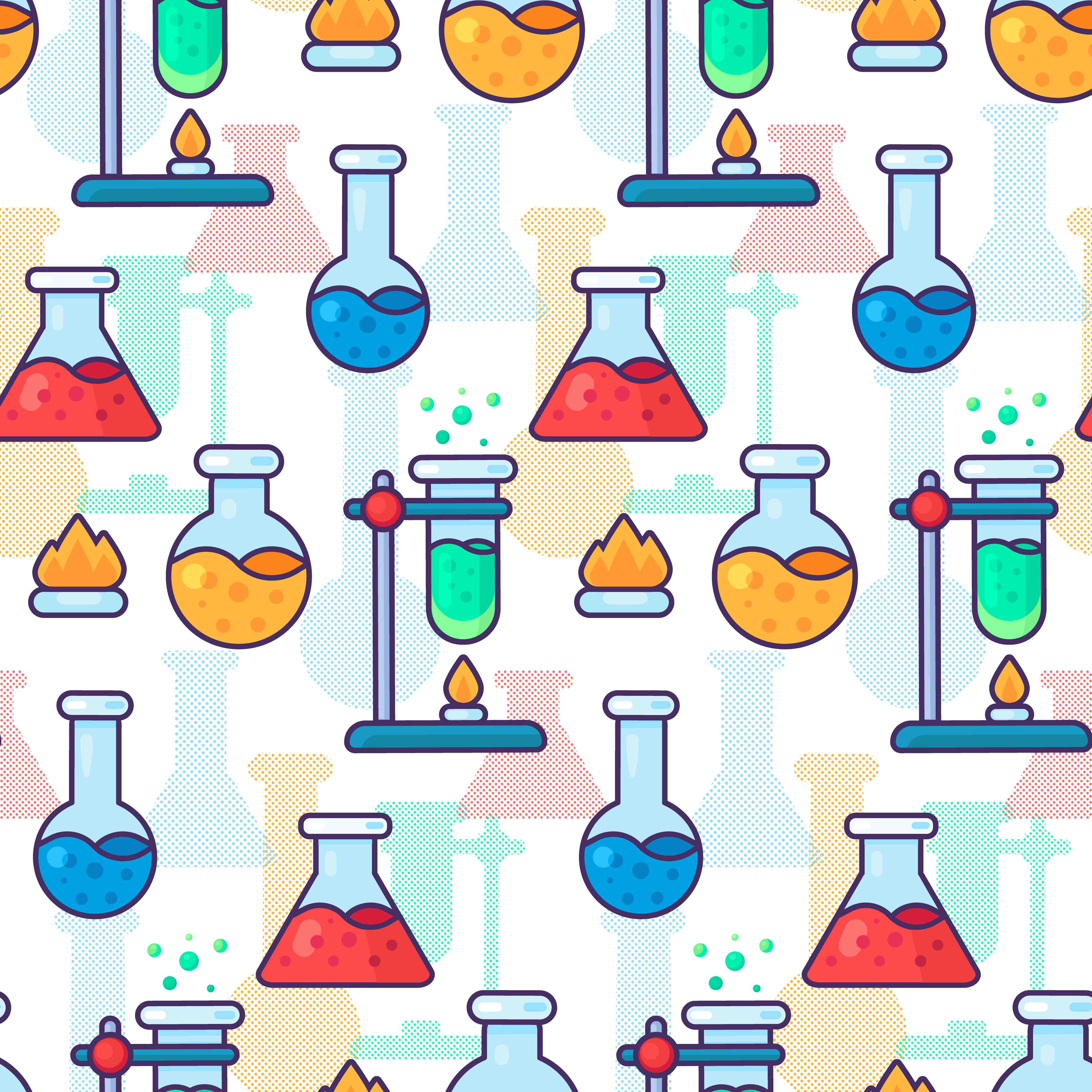 Große Wandbilder-Bunte Chemie-Illustration mit Glasflaschen