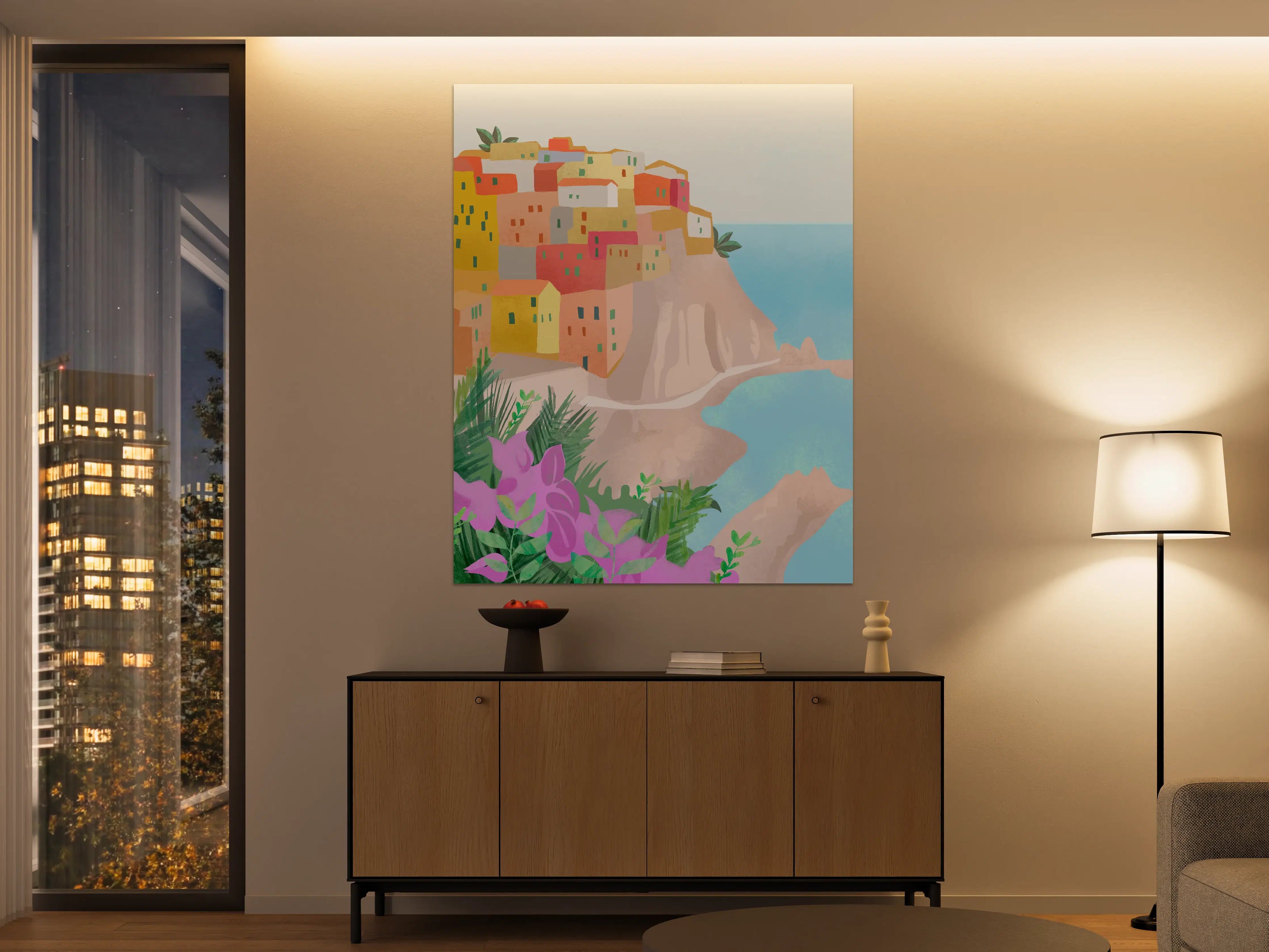 Große Wandbilder - Bunte Cinque Terre Illustration