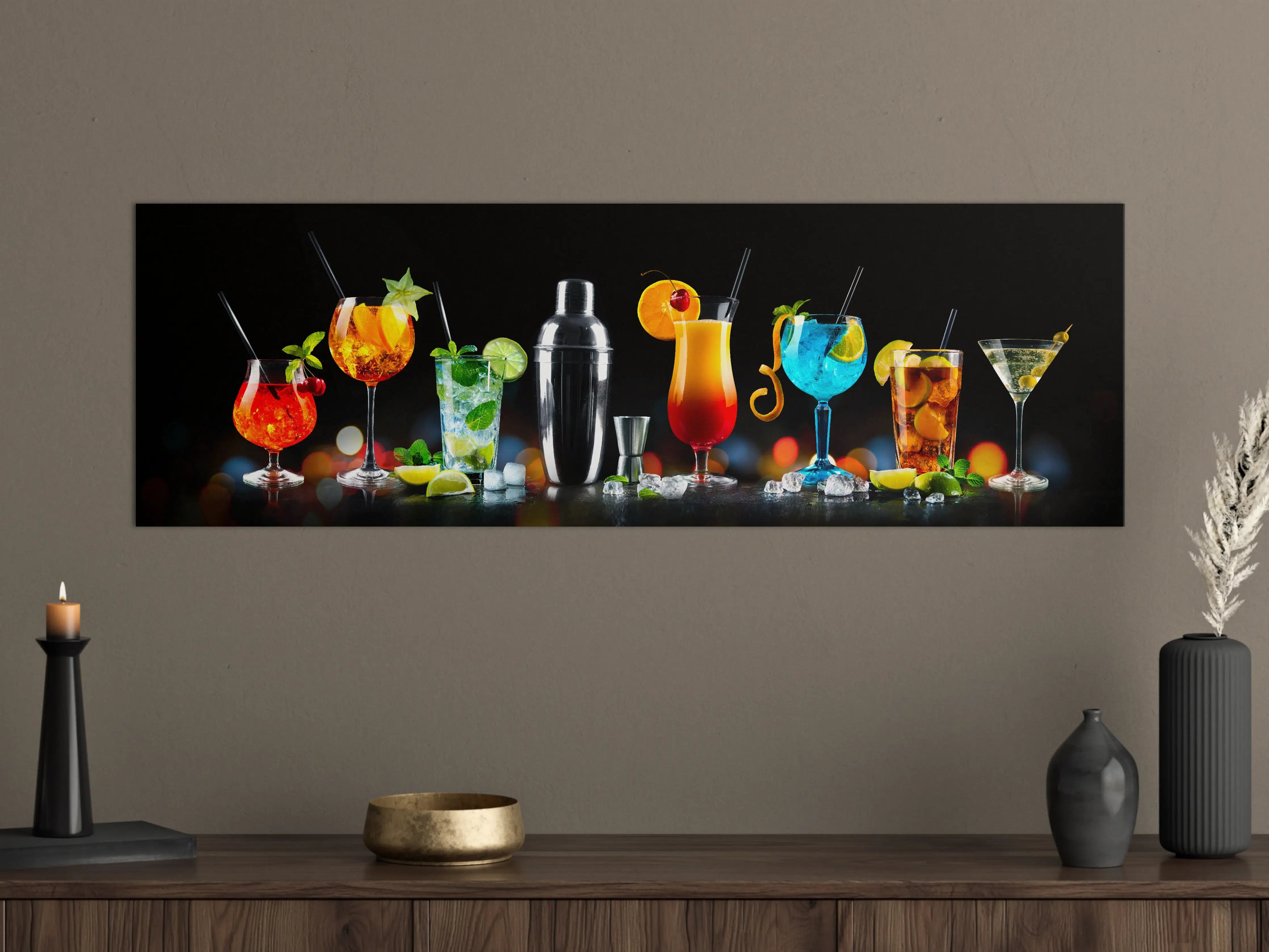 Große Wandbilder - Bunte Cocktail-Vielfalt Abend Bar