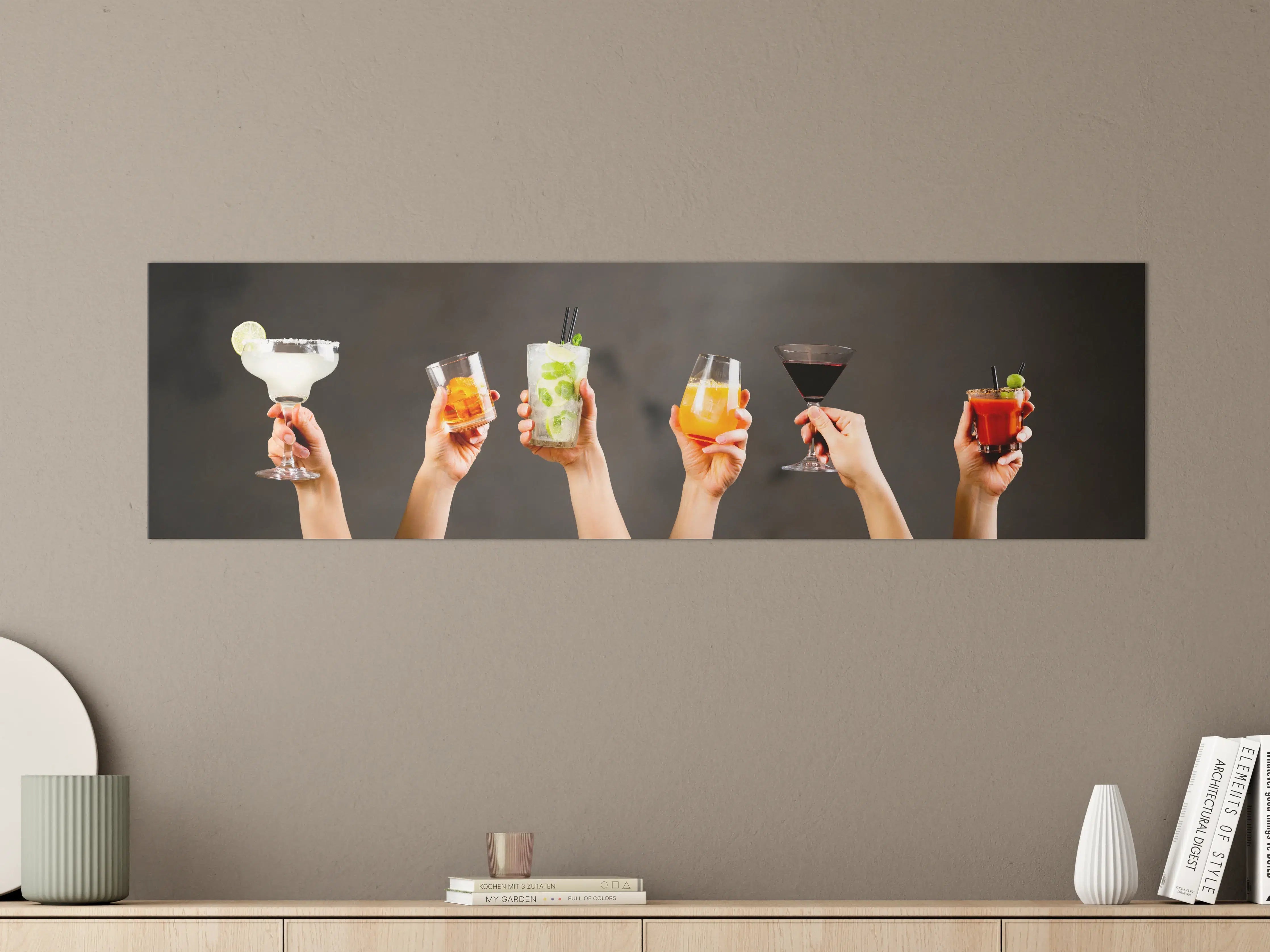 Große Wandbilder - Bunte Cocktailgläser Rustikaler Stil