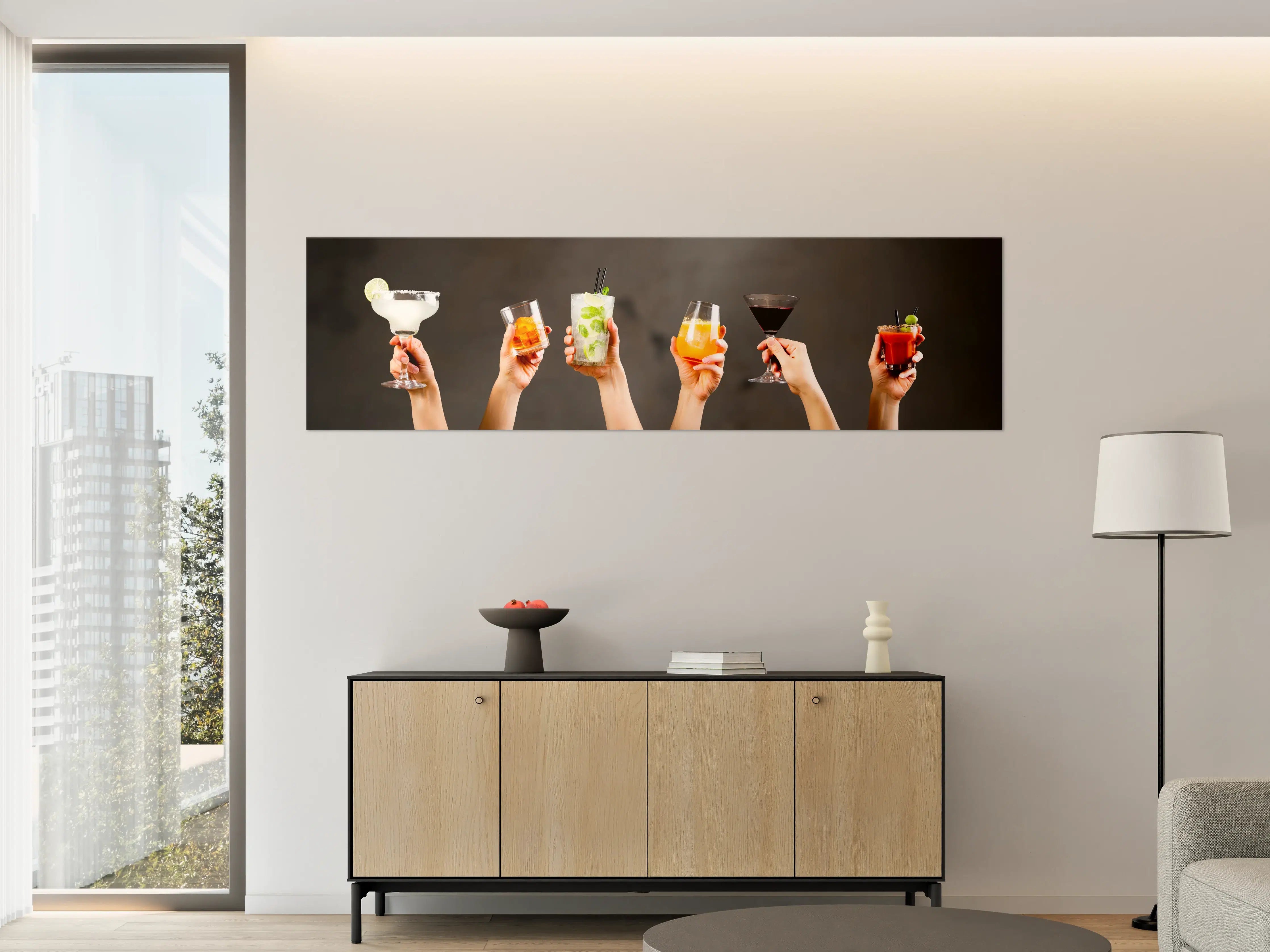 Große Wandbilder - Bunte Cocktailgläser Rustikaler Stil