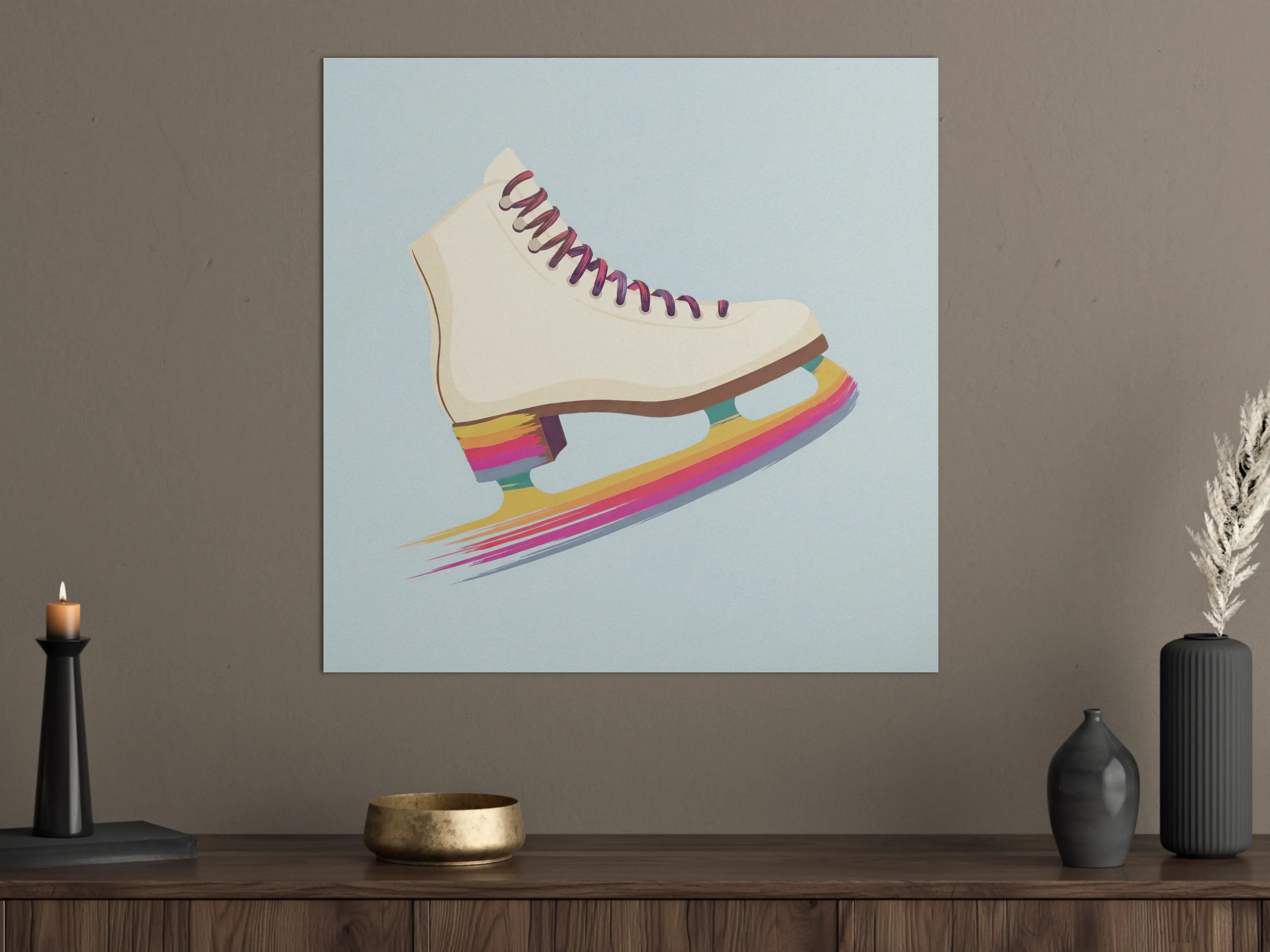 Große Wandbilder - Bunte Eislauf-Schuhe mit Regenbogen-Optik