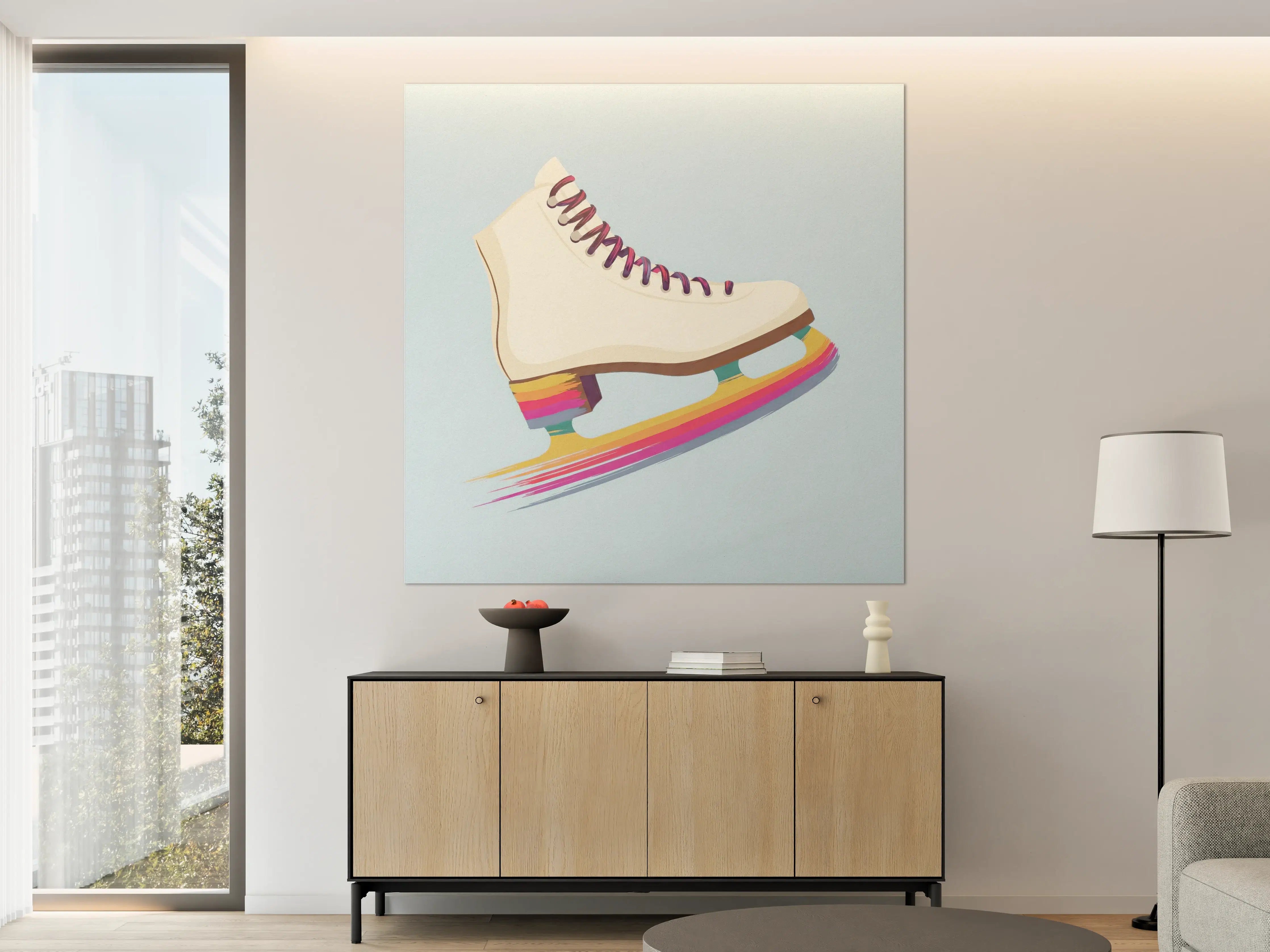 Große Wandbilder - Bunte Eislauf-Schuhe mit Regenbogen-Optik