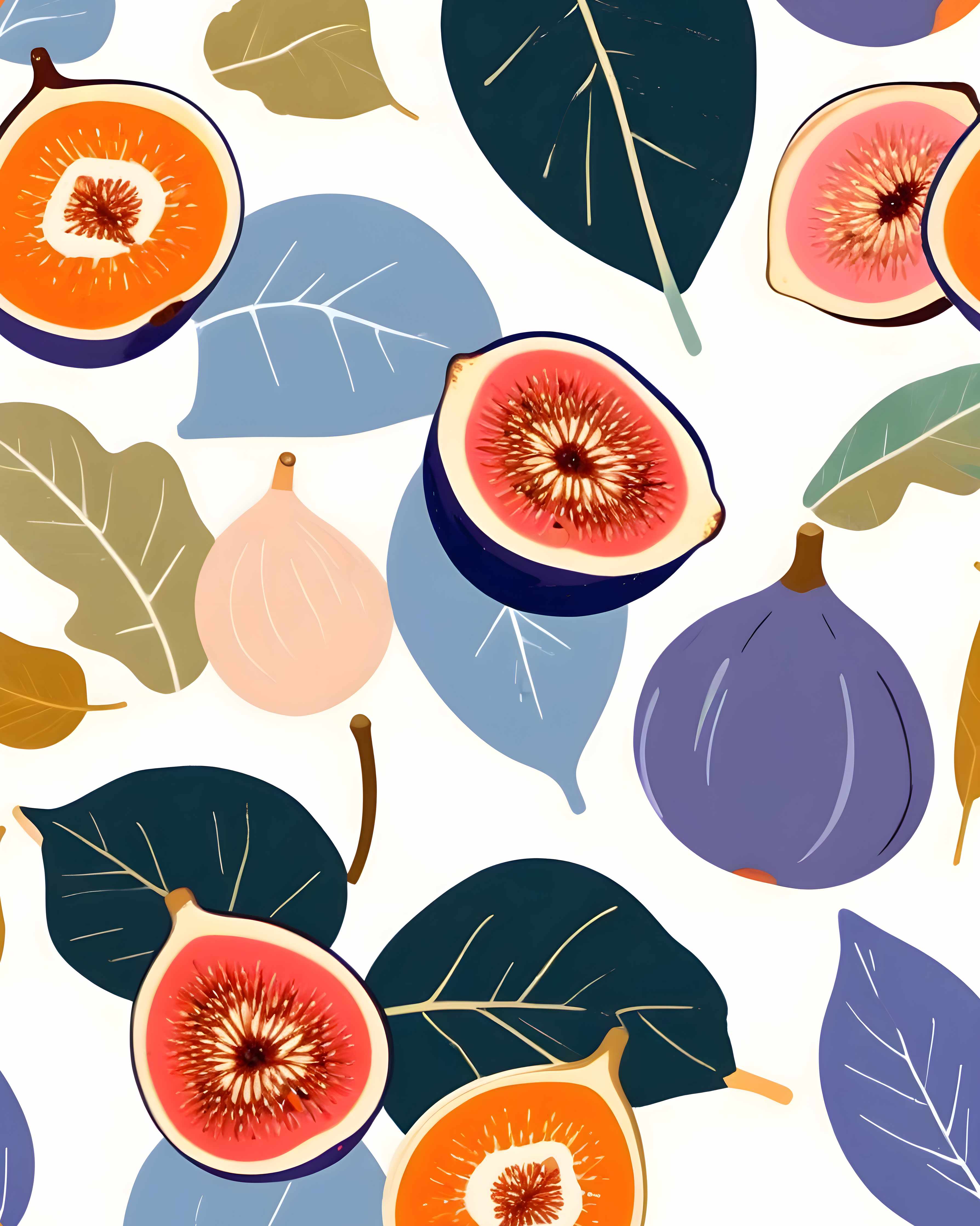 Große Wandbilder-Bunte Feigen und Blätter in Modernem Design