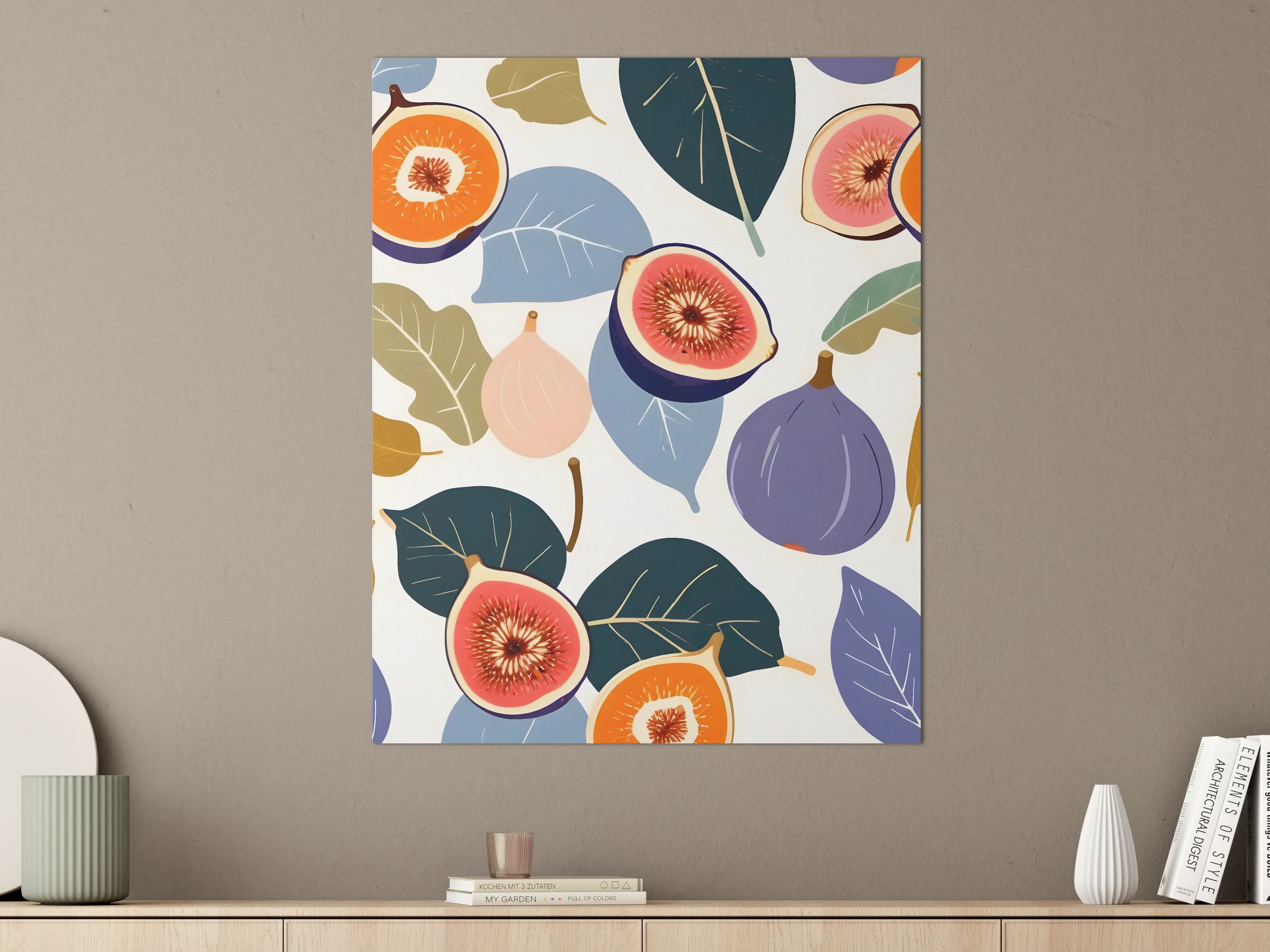 Große Wandbilder - Bunte Feigen und Blätter in Modernem Design