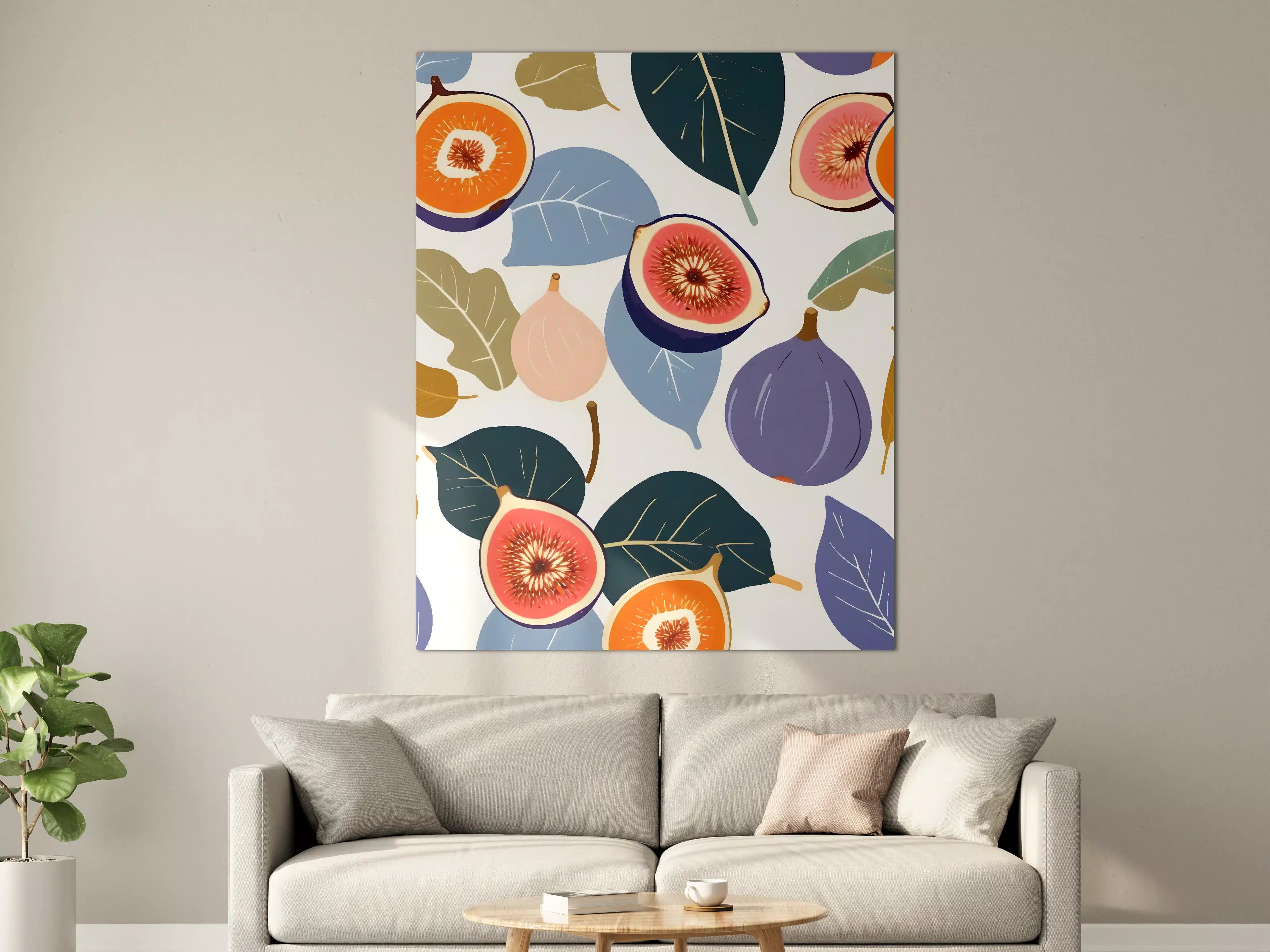 Große Wandbilder - Bunte Feigen und Blätter in Modernem Design