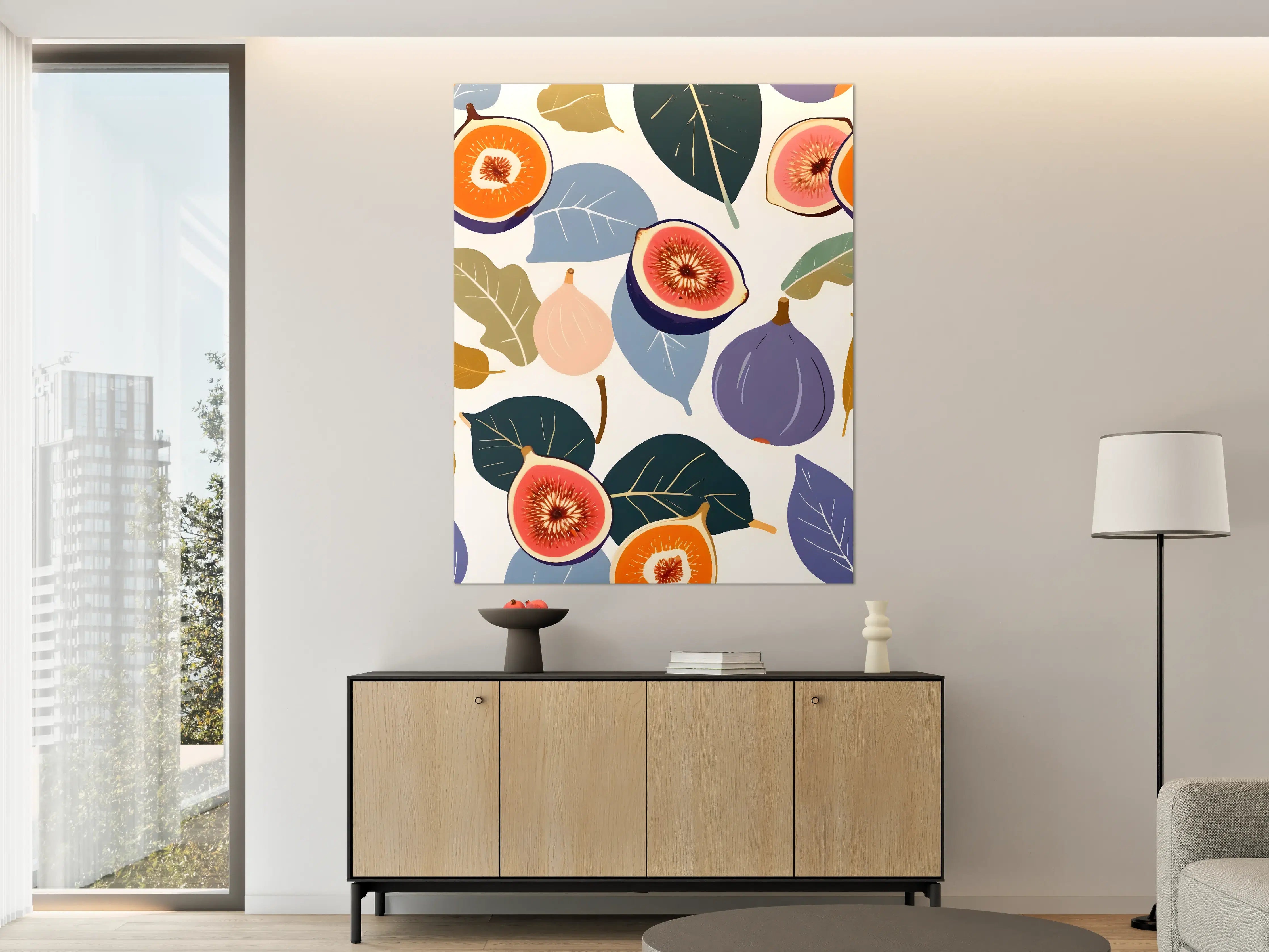 Große Wandbilder - Bunte Feigen und Blätter in Modernem Design