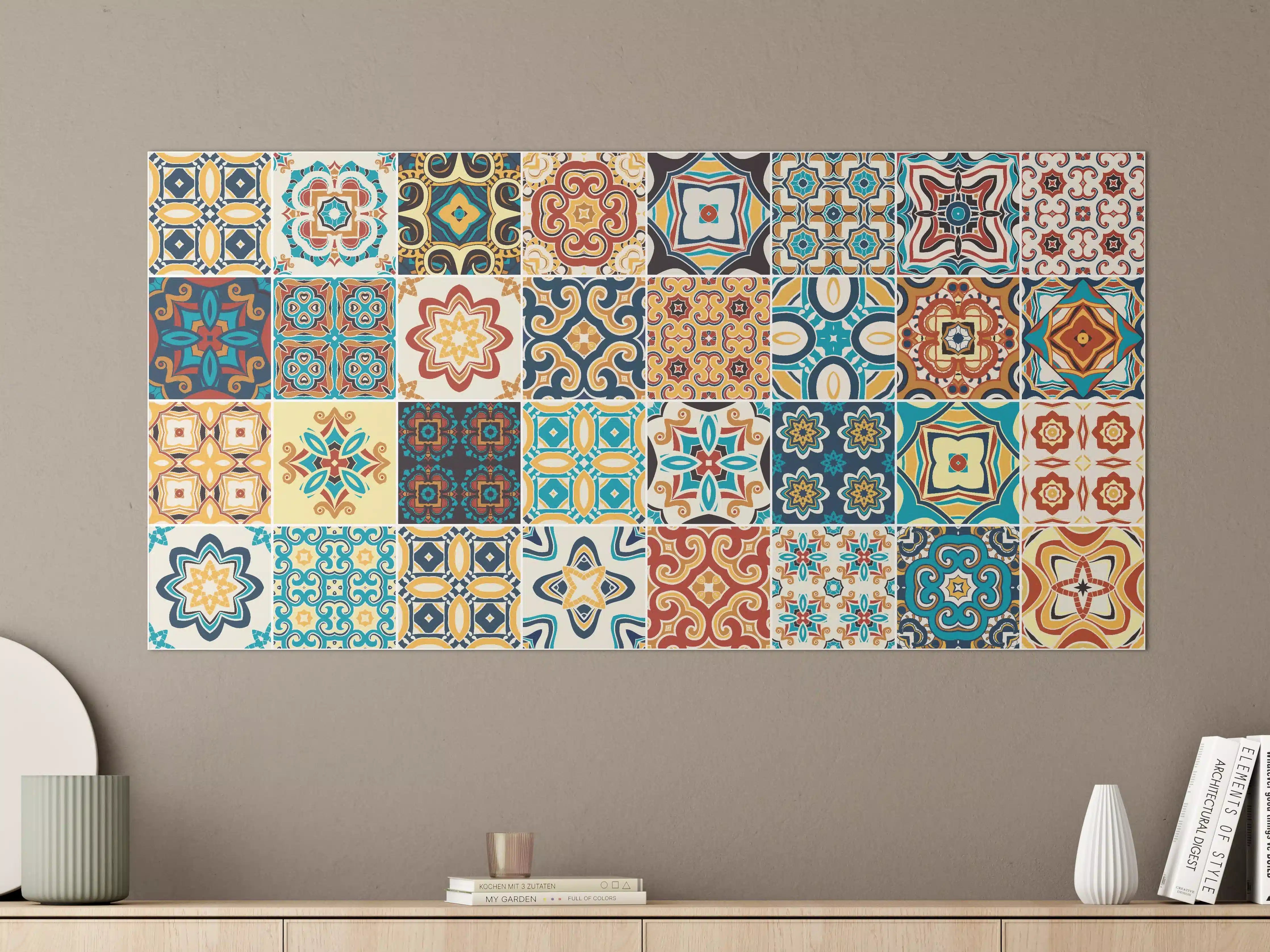 Große Wandbilder - Bunte Fliesenmosaik-Muster