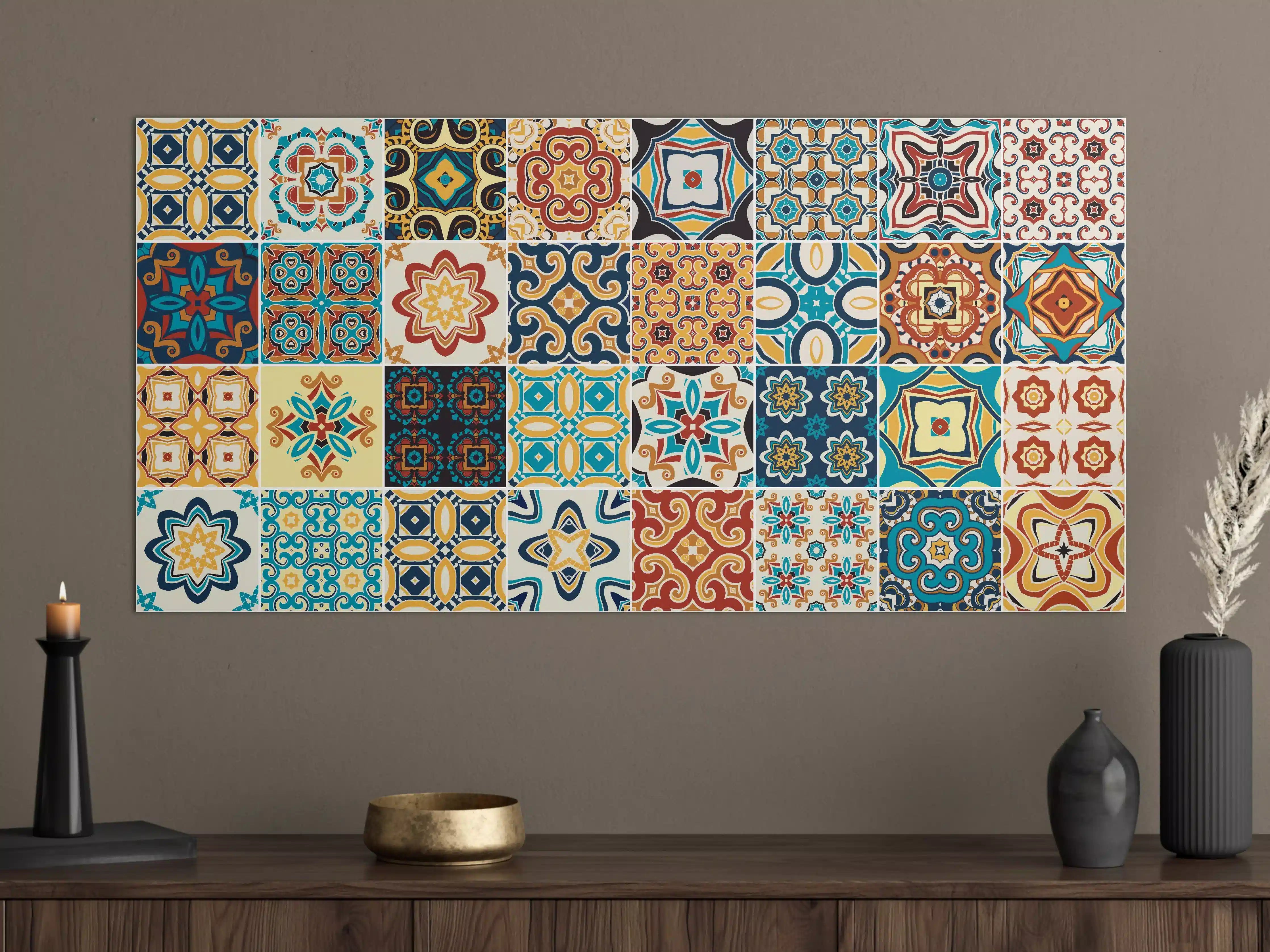 Große Wandbilder - Bunte Fliesenmosaik-Muster