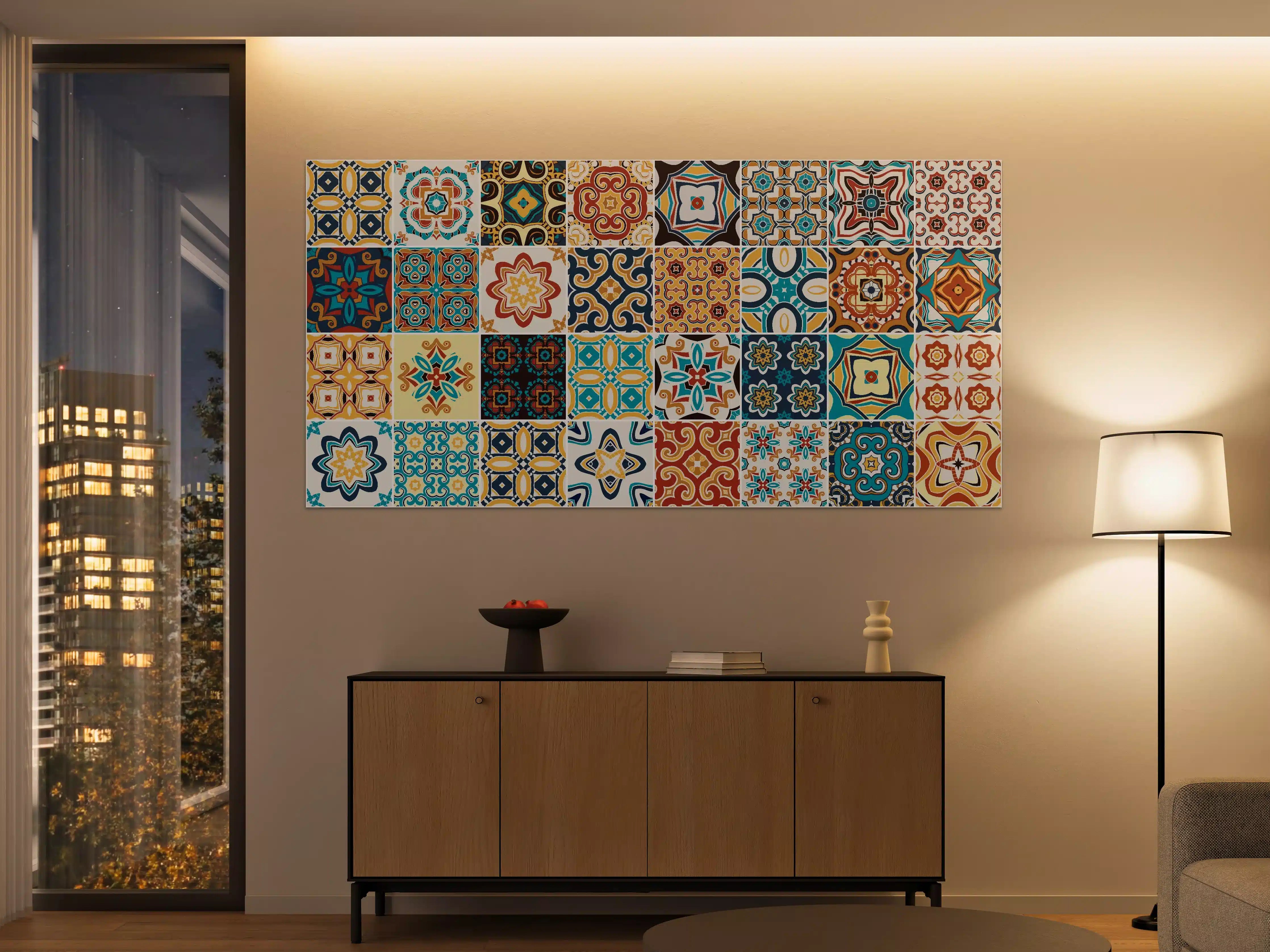 Große Wandbilder - Bunte Fliesenmosaik-Muster