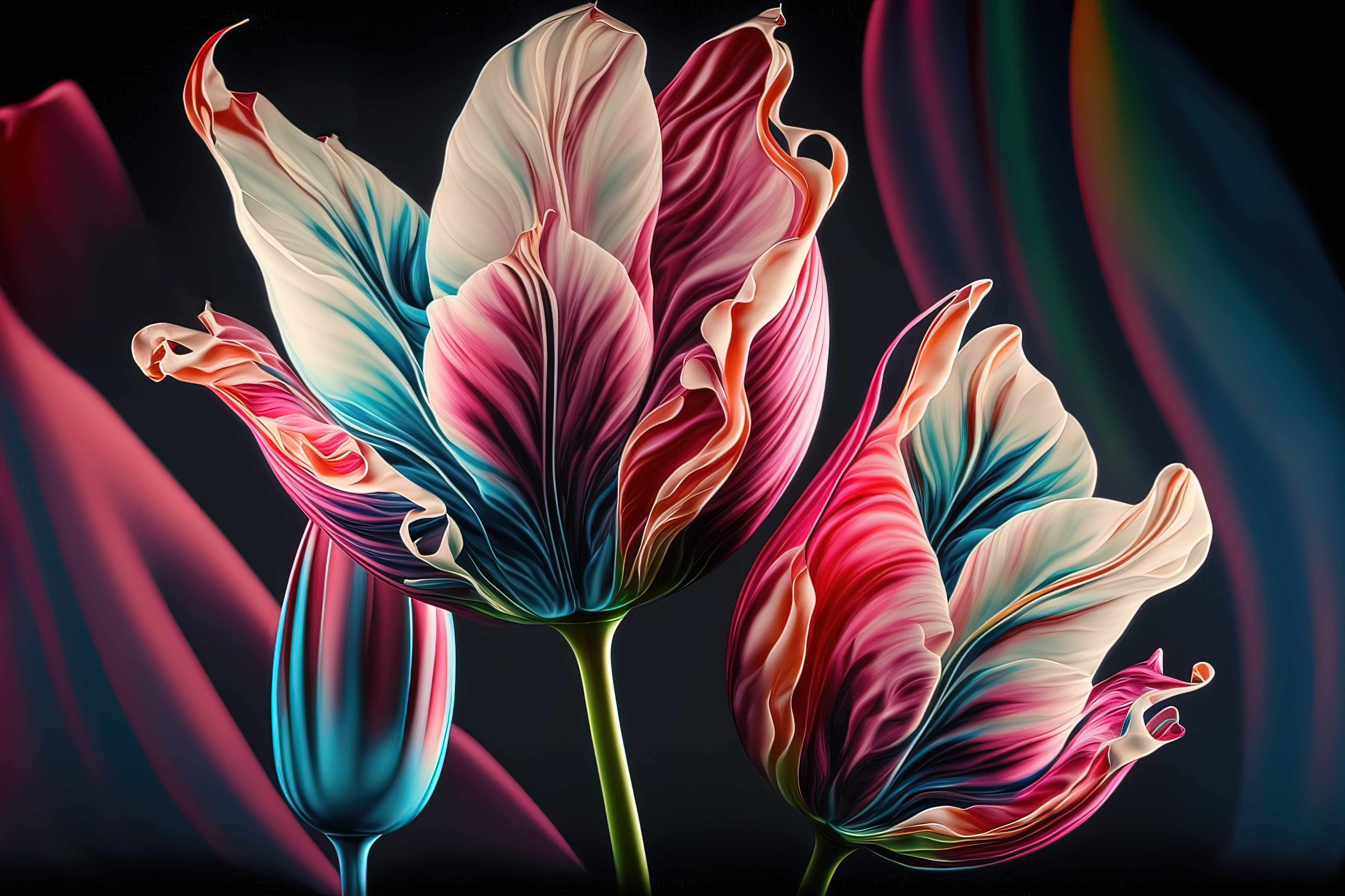 Große Wandbilder-Bunte Fluid Kunst Tulpen