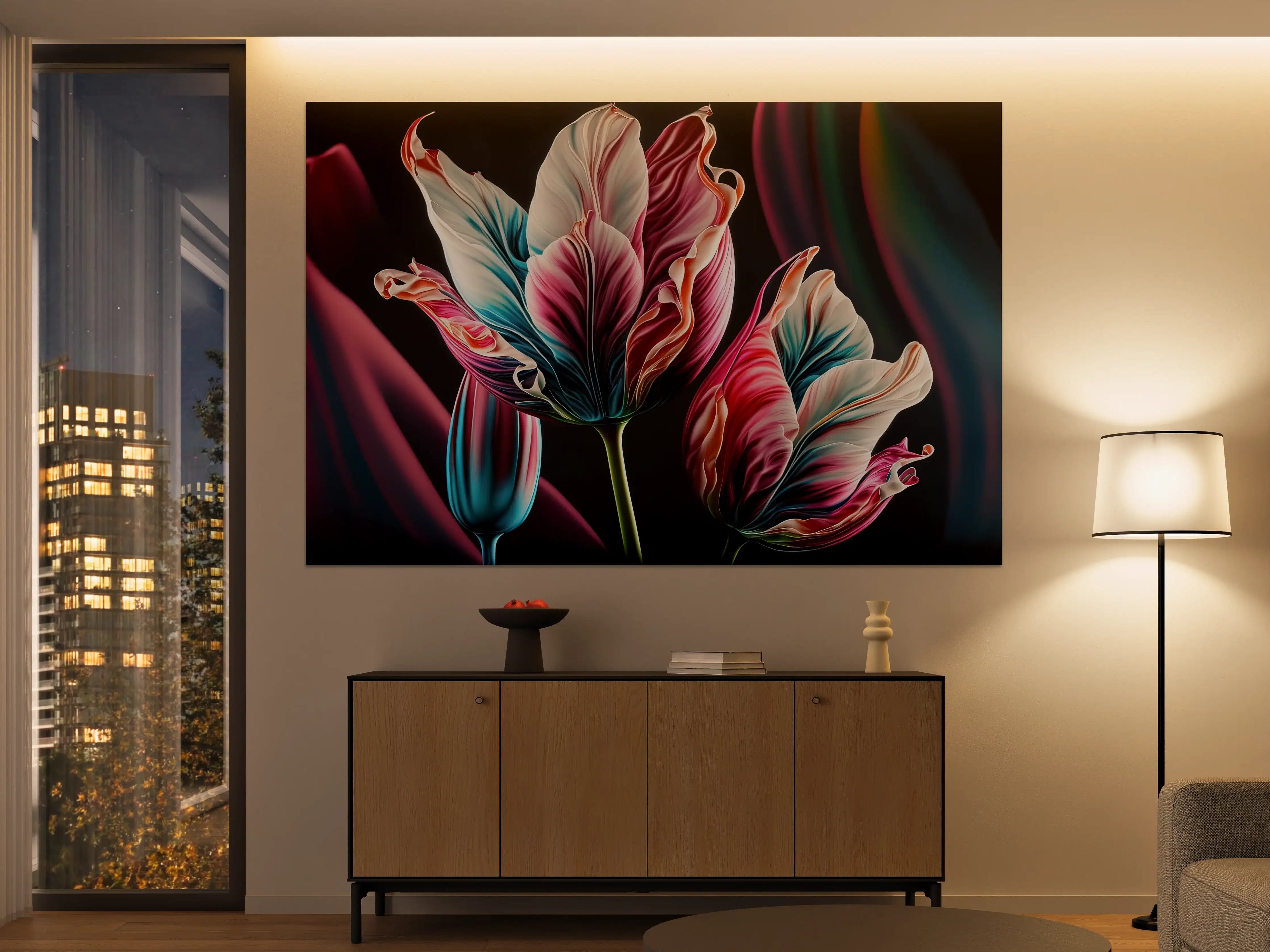 Große Wandbilder - Bunte Fluid Kunst Tulpen