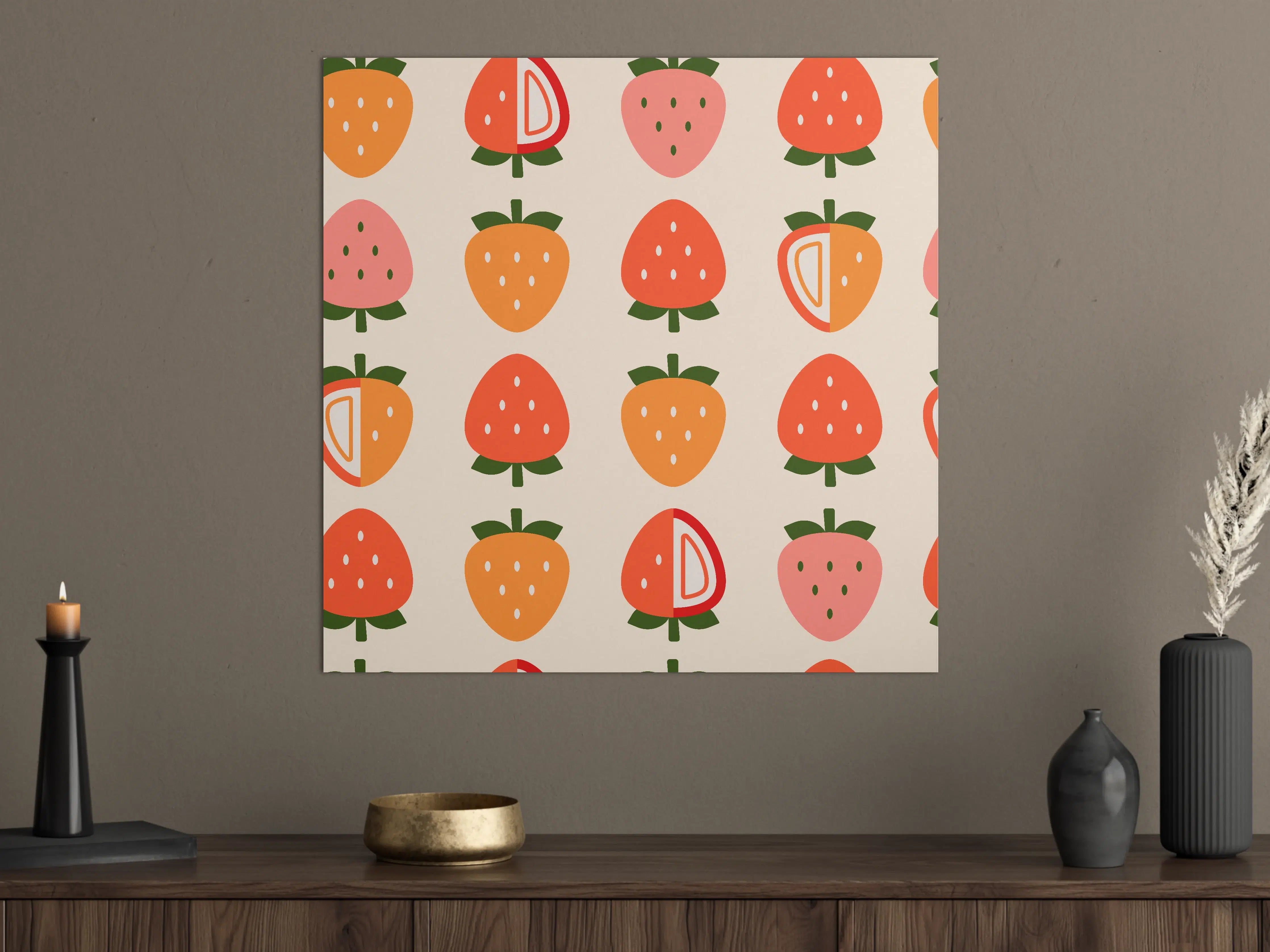 Große Wandbilder - Bunte Fruchtmuster in Retro-Design