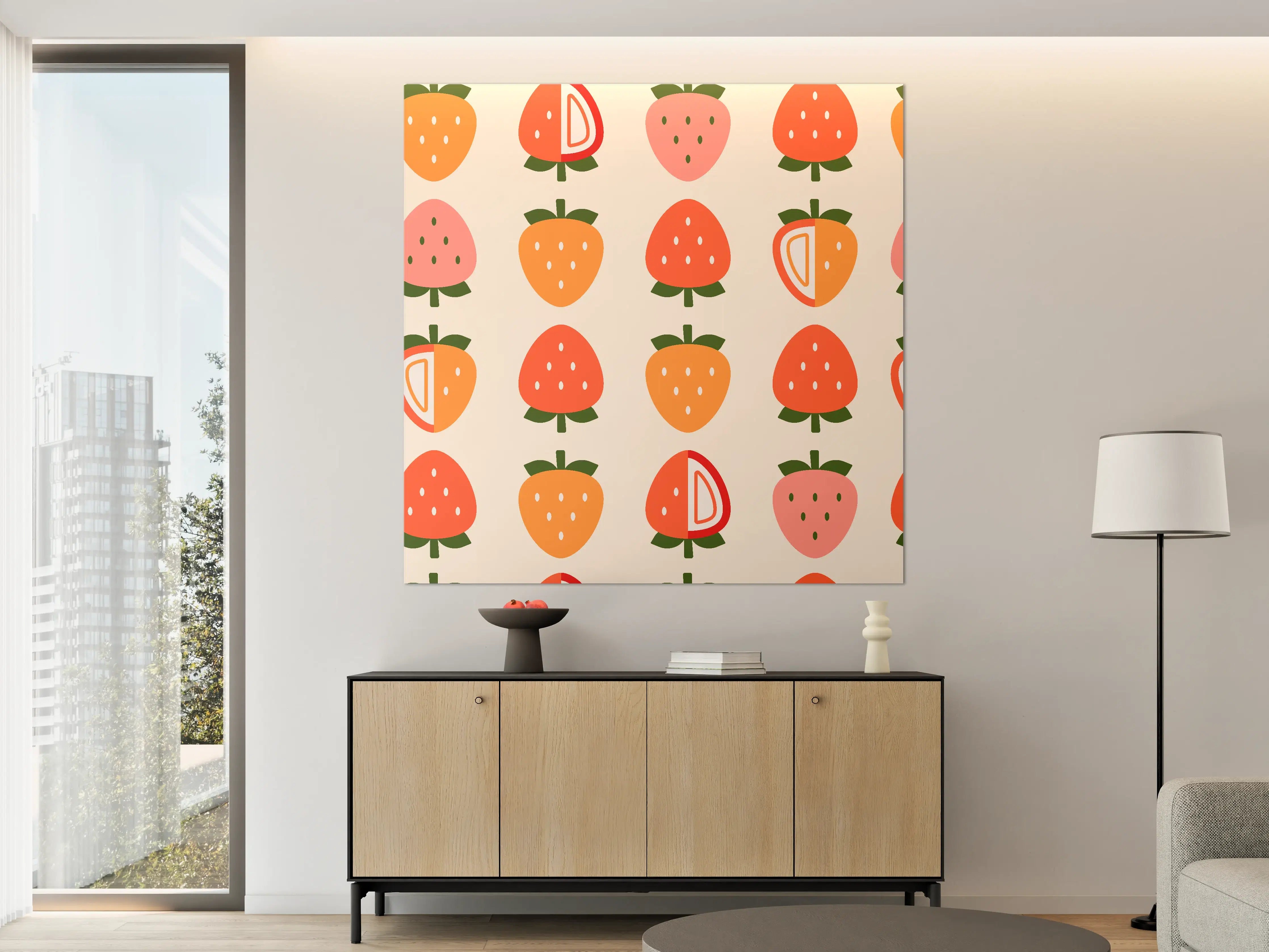 Große Wandbilder - Bunte Fruchtmuster in Retro-Design