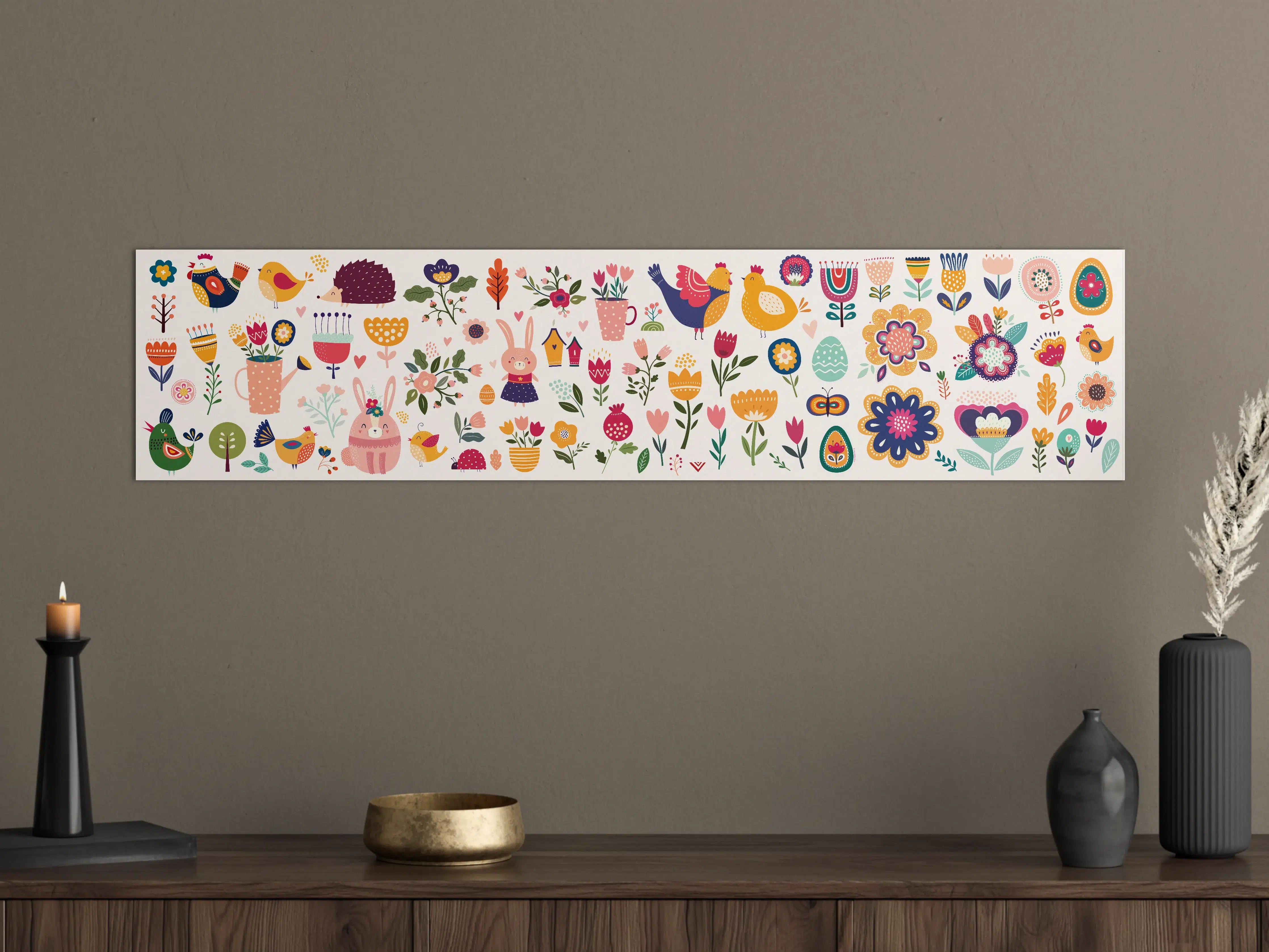 Große Wandbilder - Bunte Frühlings- und Osterdekoration