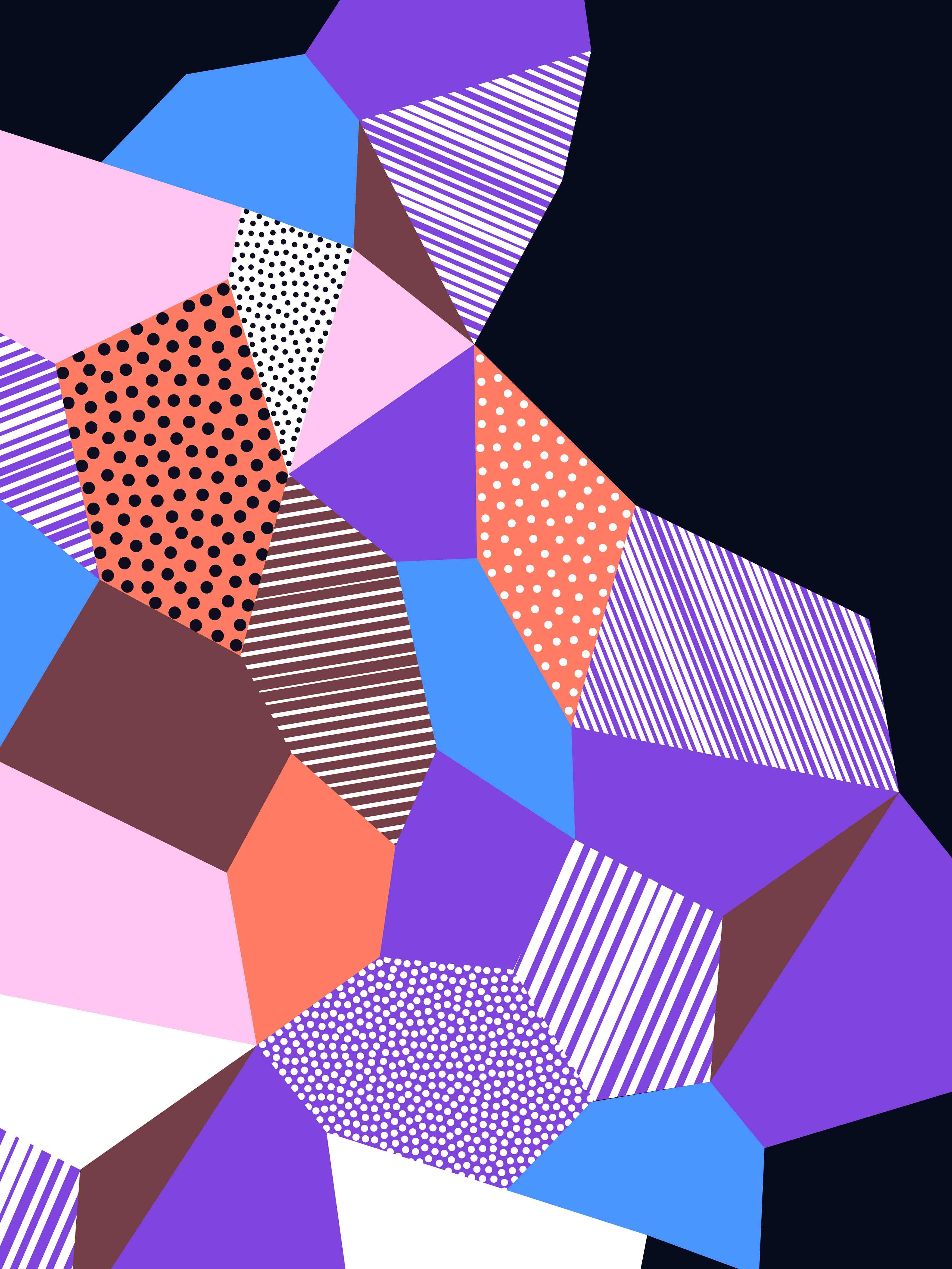 Große Wandbilder-Bunte Geometrische Muster in Dunklen Tönen
