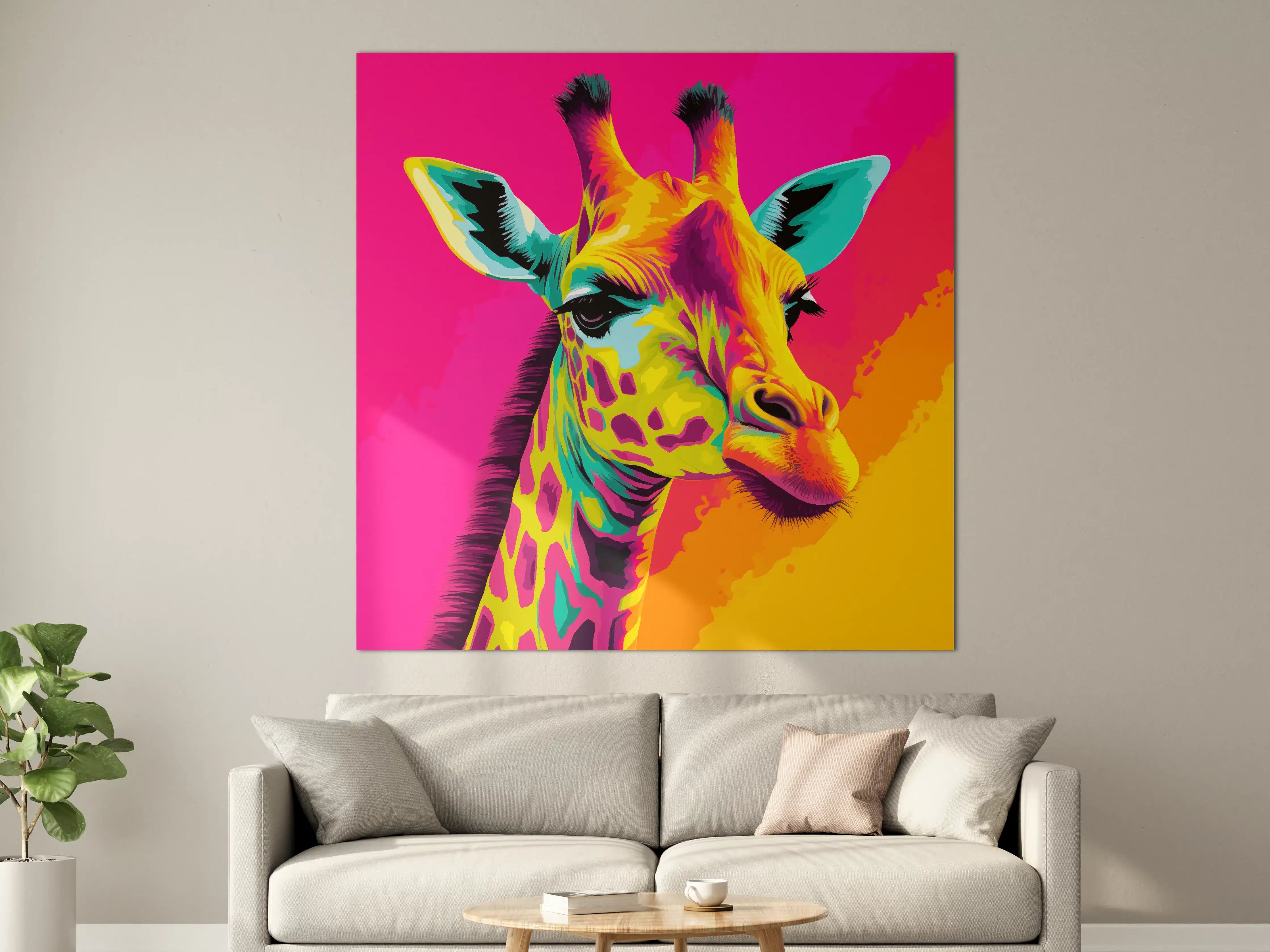 Große Wandbilder - Bunte Giraffe in lebendigen Farben
