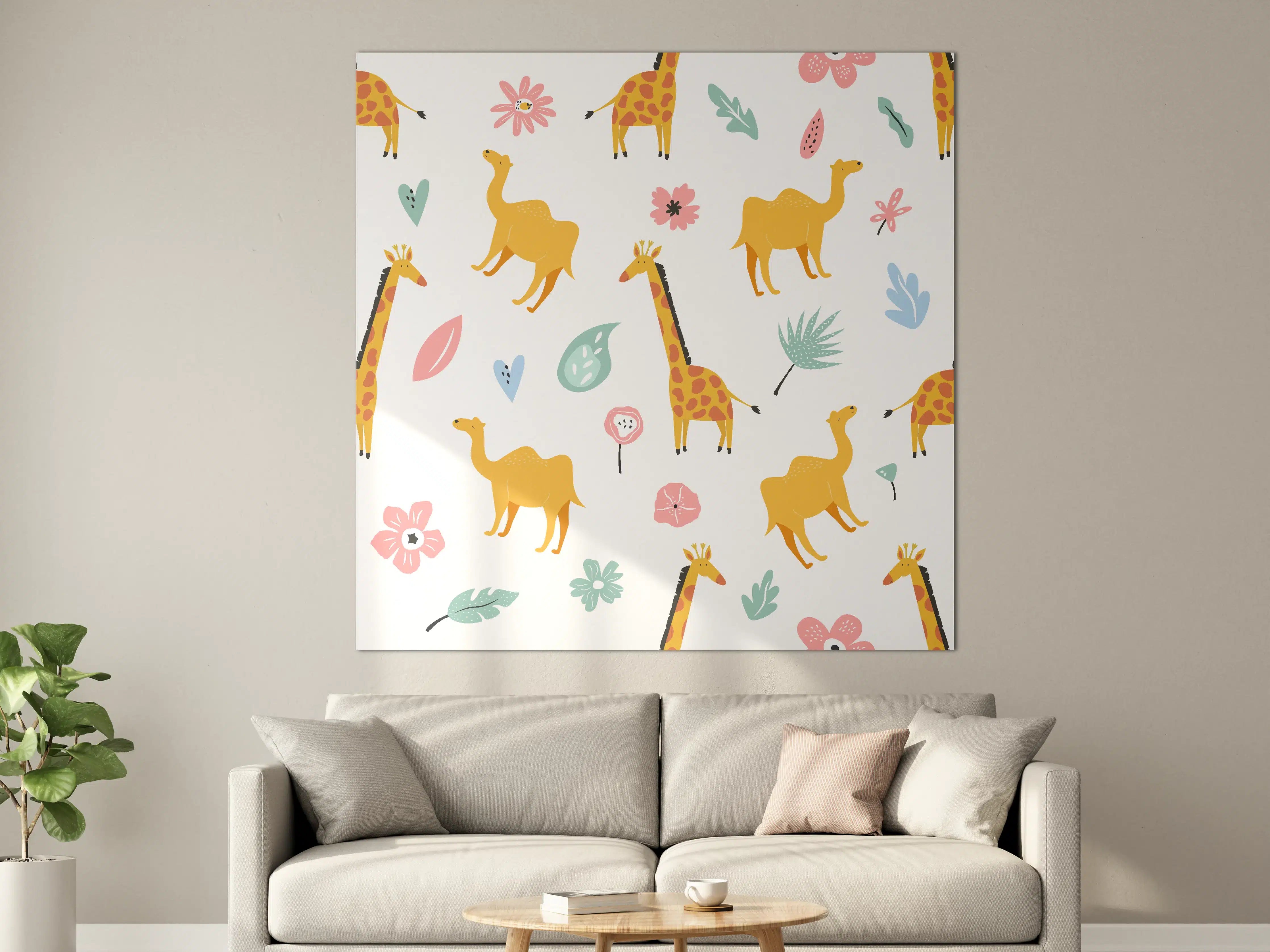 Große Wandbilder - Bunte Giraffen Muster Illustration
