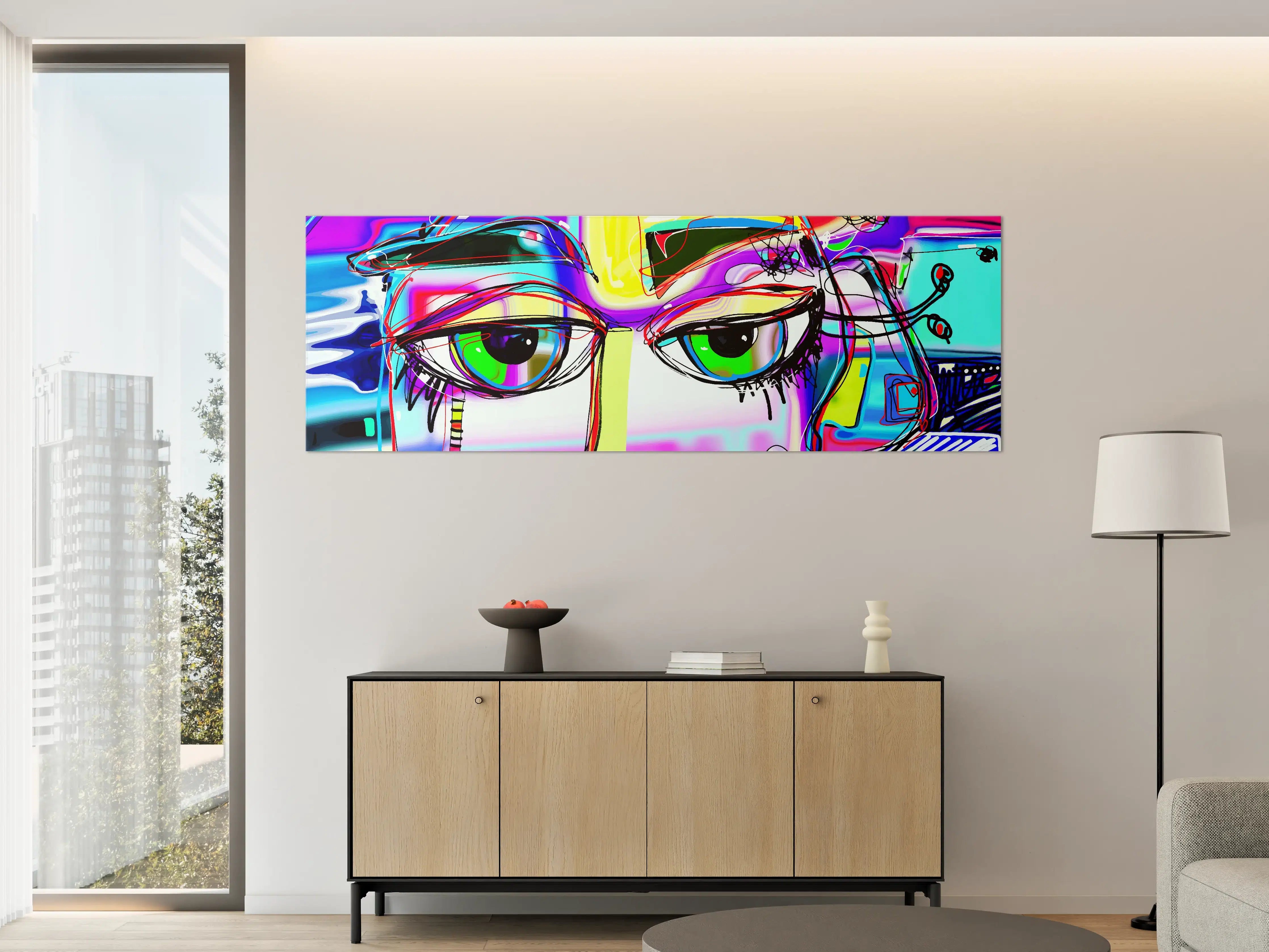 Große Wandbilder - Bunte Graffiti-Kunst mit Augenmotiven