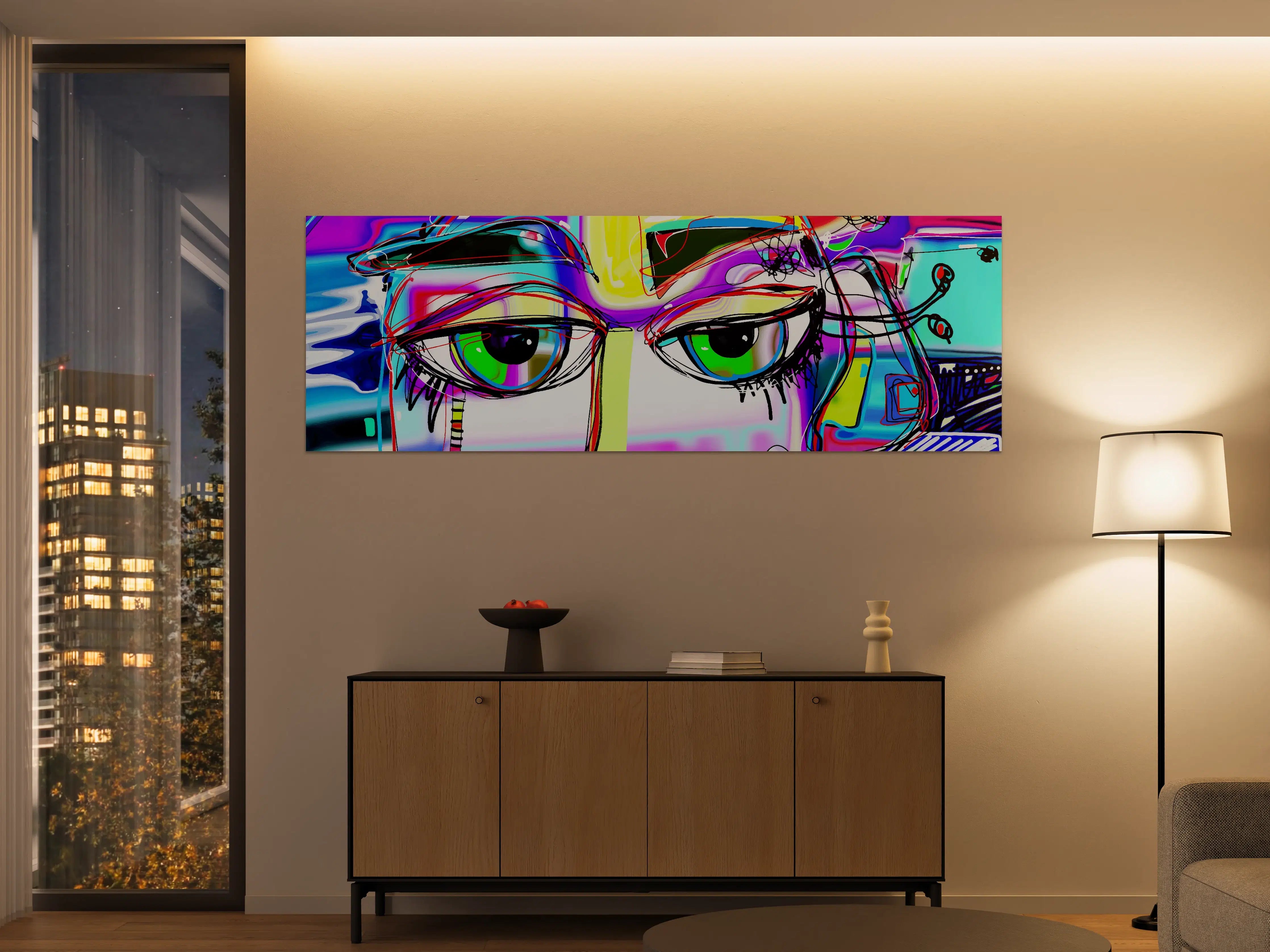 Große Wandbilder - Bunte Graffiti-Kunst mit Augenmotiven