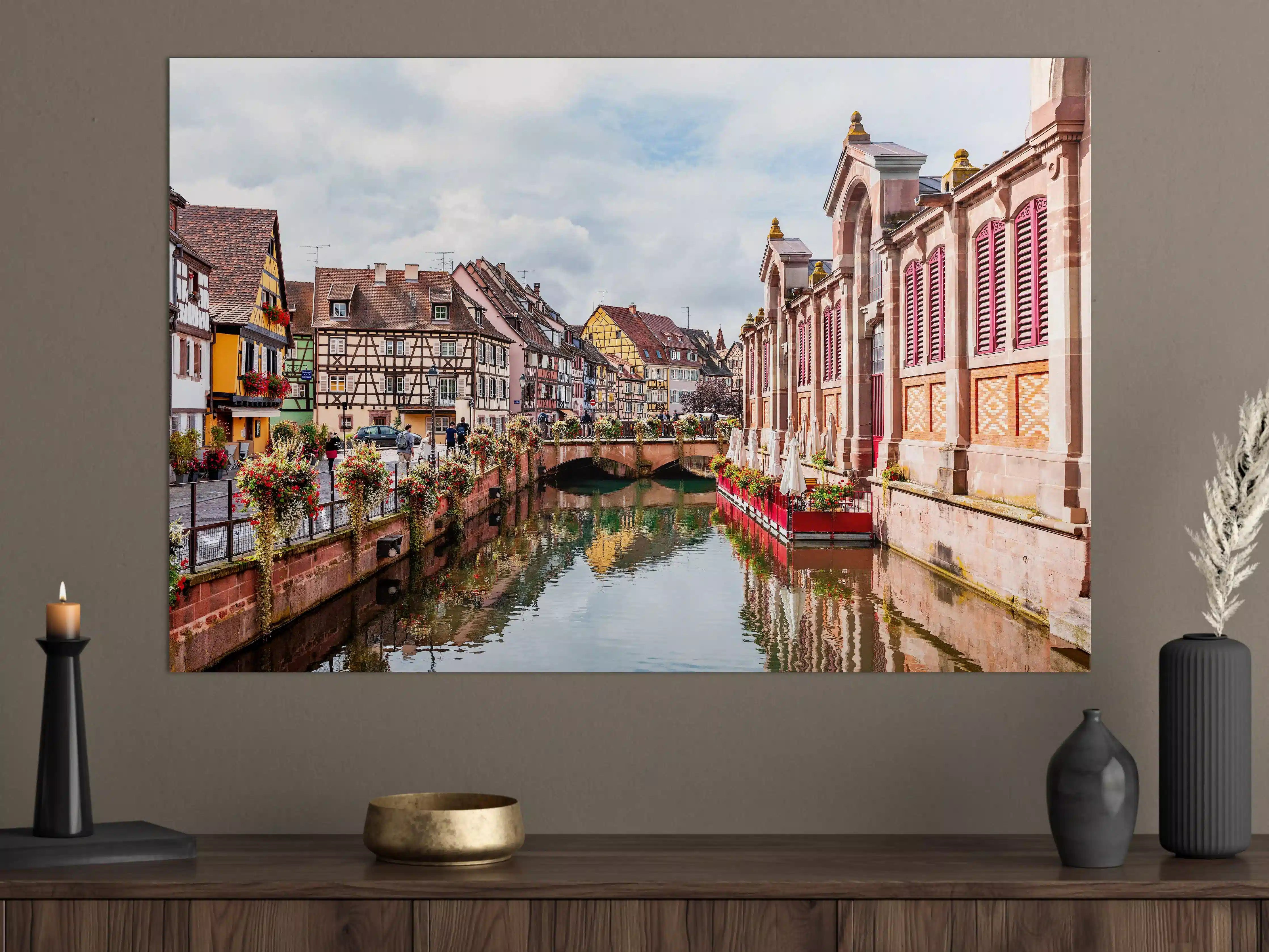 Große Wandbilder - Bunte Häuser am Fluss in Colmar