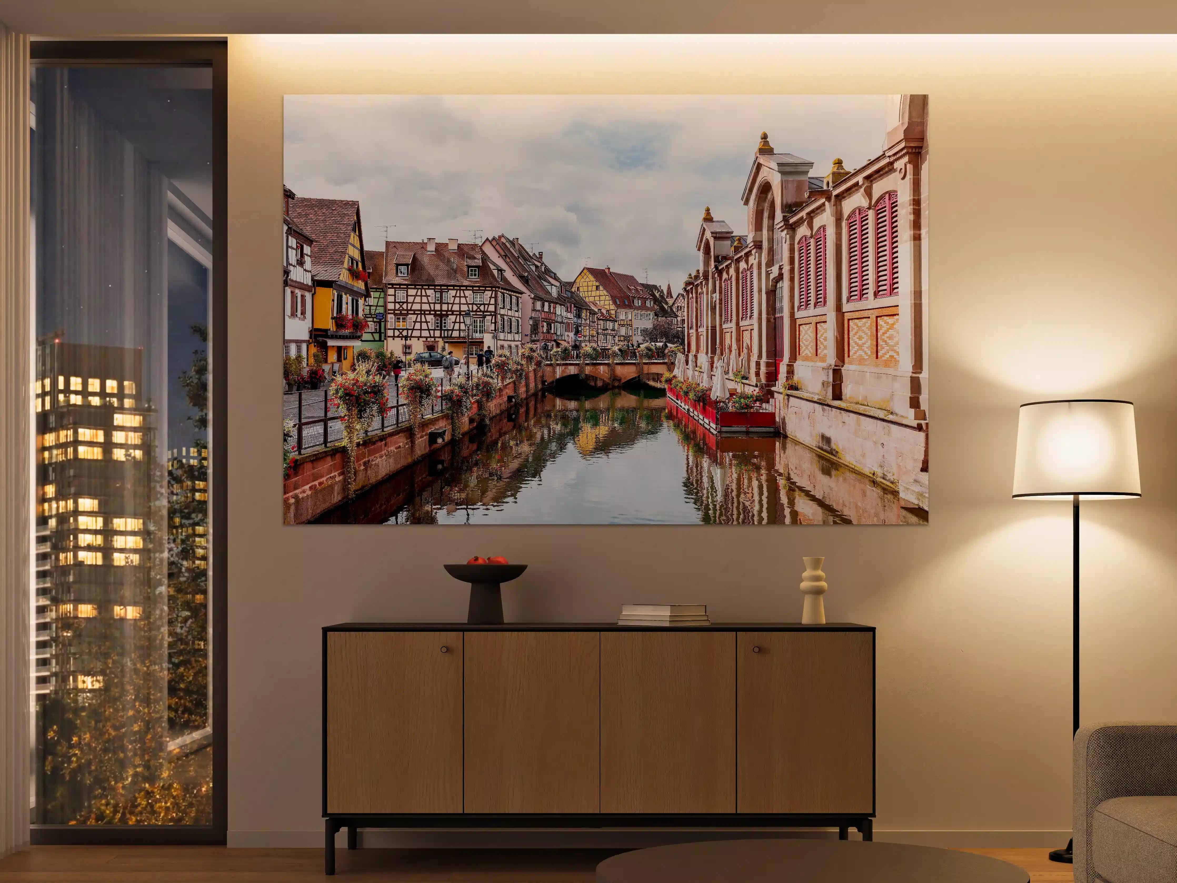 Große Wandbilder - Bunte Häuser am Fluss in Colmar