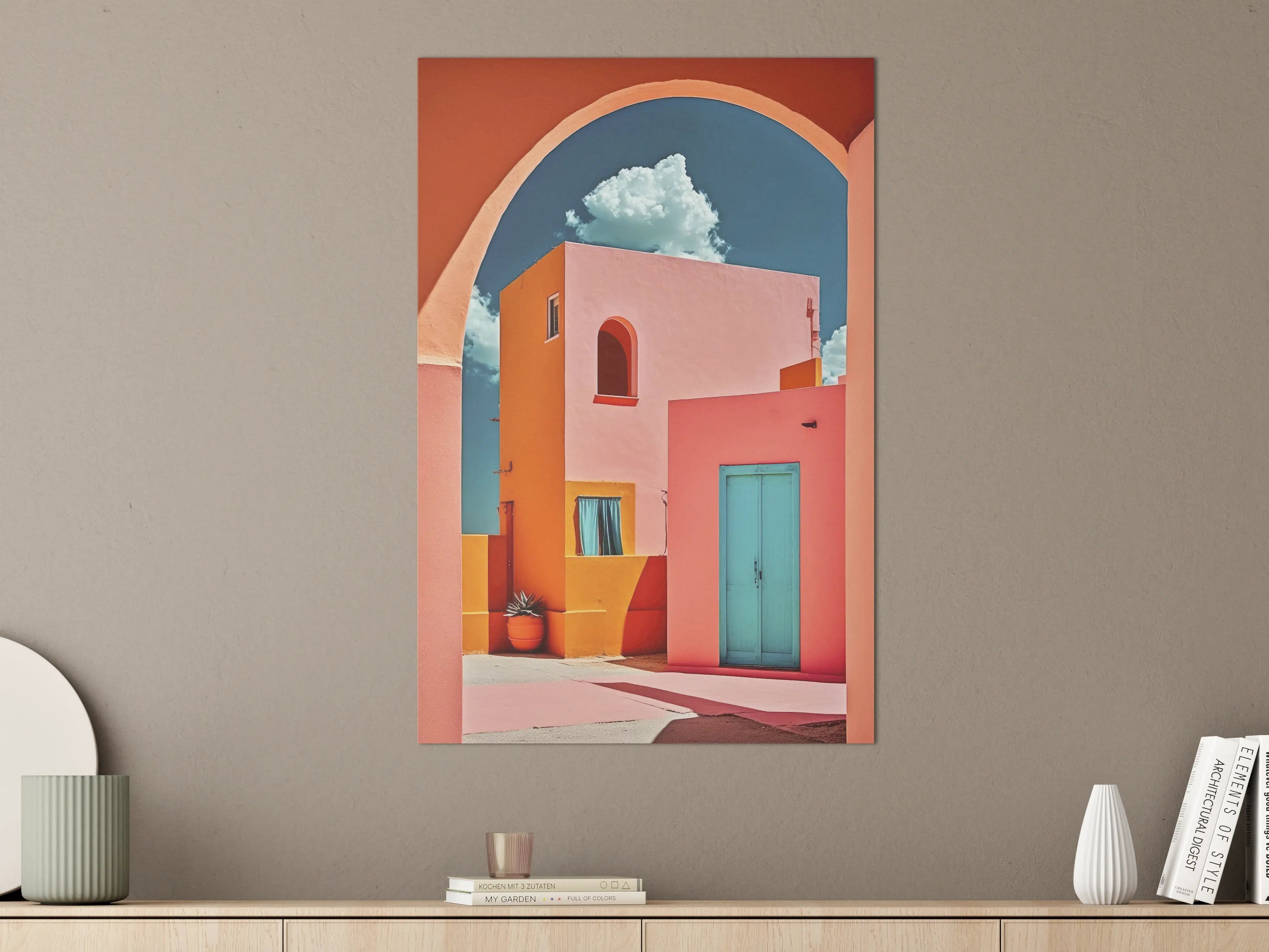 Große Wandbilder - Bunte Hausfassade in sommerlicher Kulisse