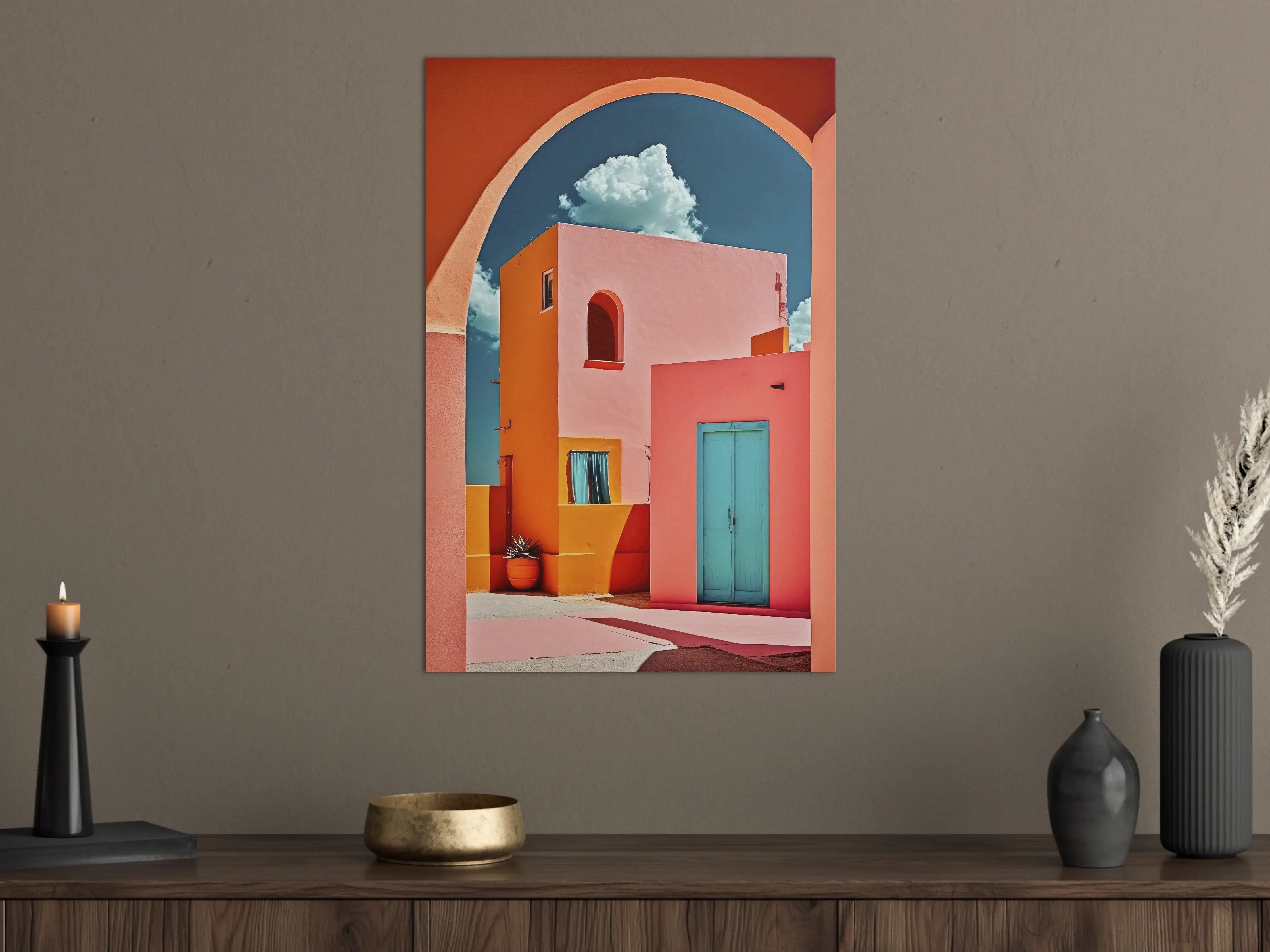 Große Wandbilder - Bunte Hausfassade in sommerlicher Kulisse