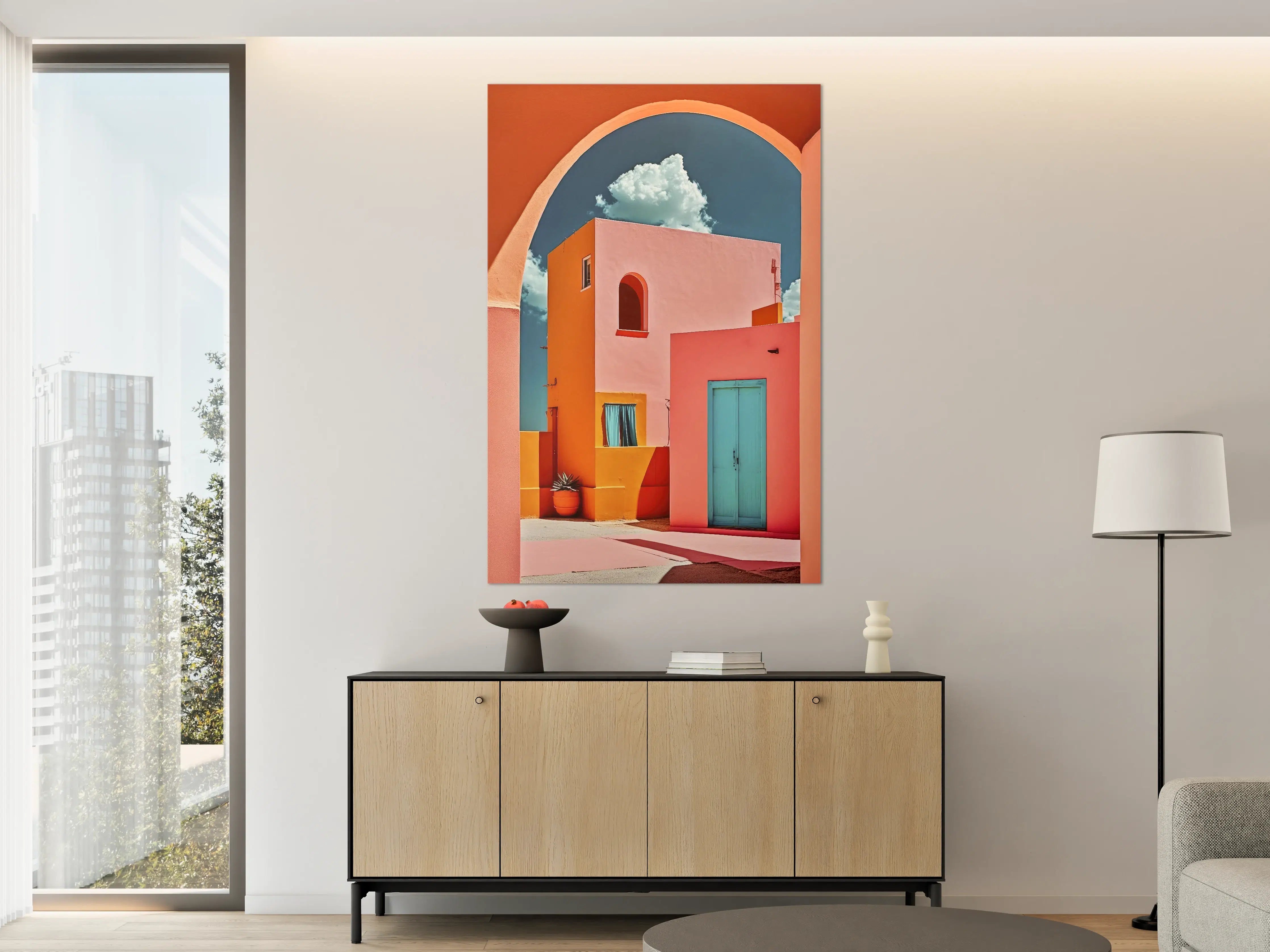 Große Wandbilder - Bunte Hausfassade in sommerlicher Kulisse