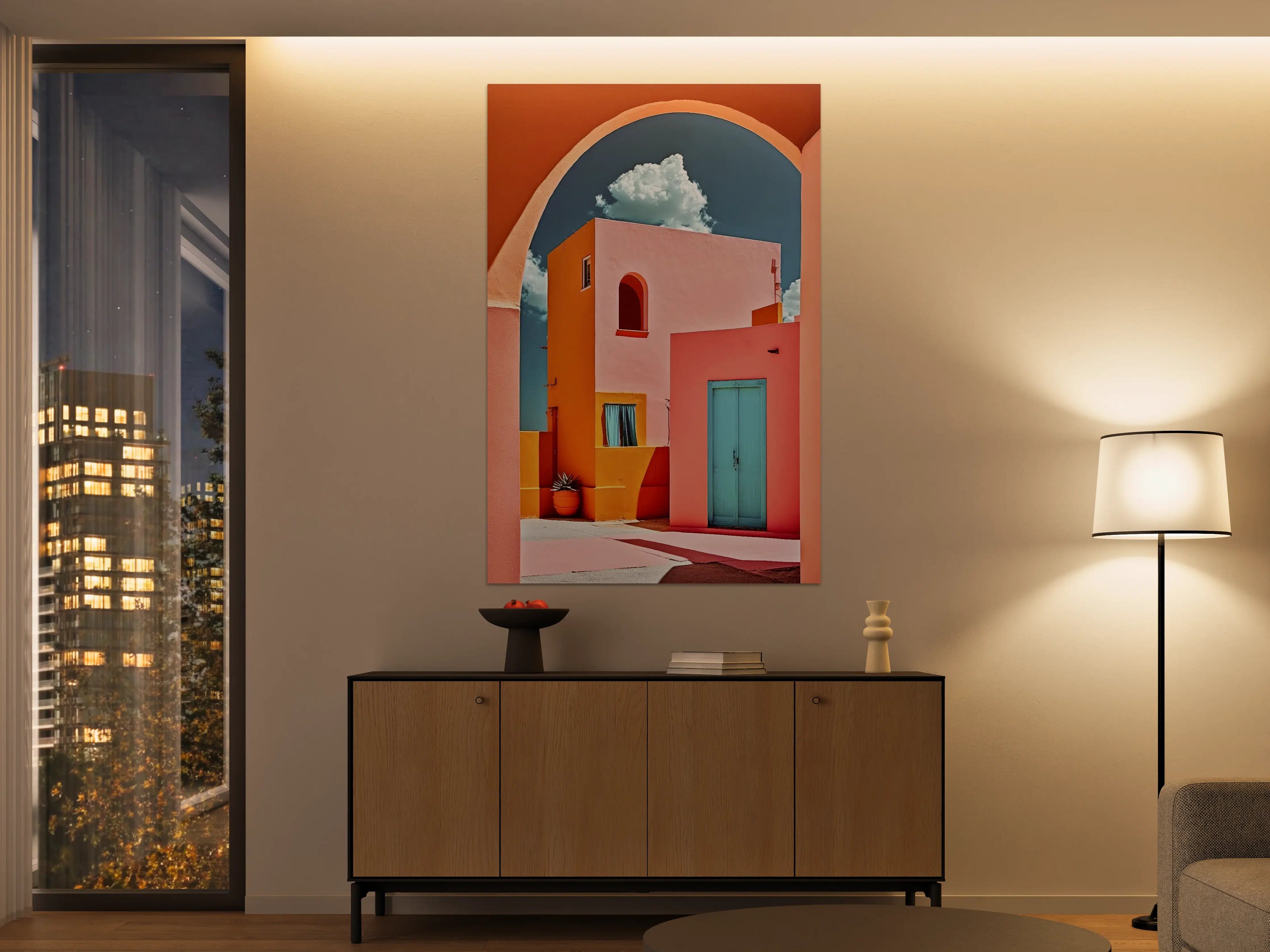 Große Wandbilder - Bunte Hausfassade in sommerlicher Kulisse