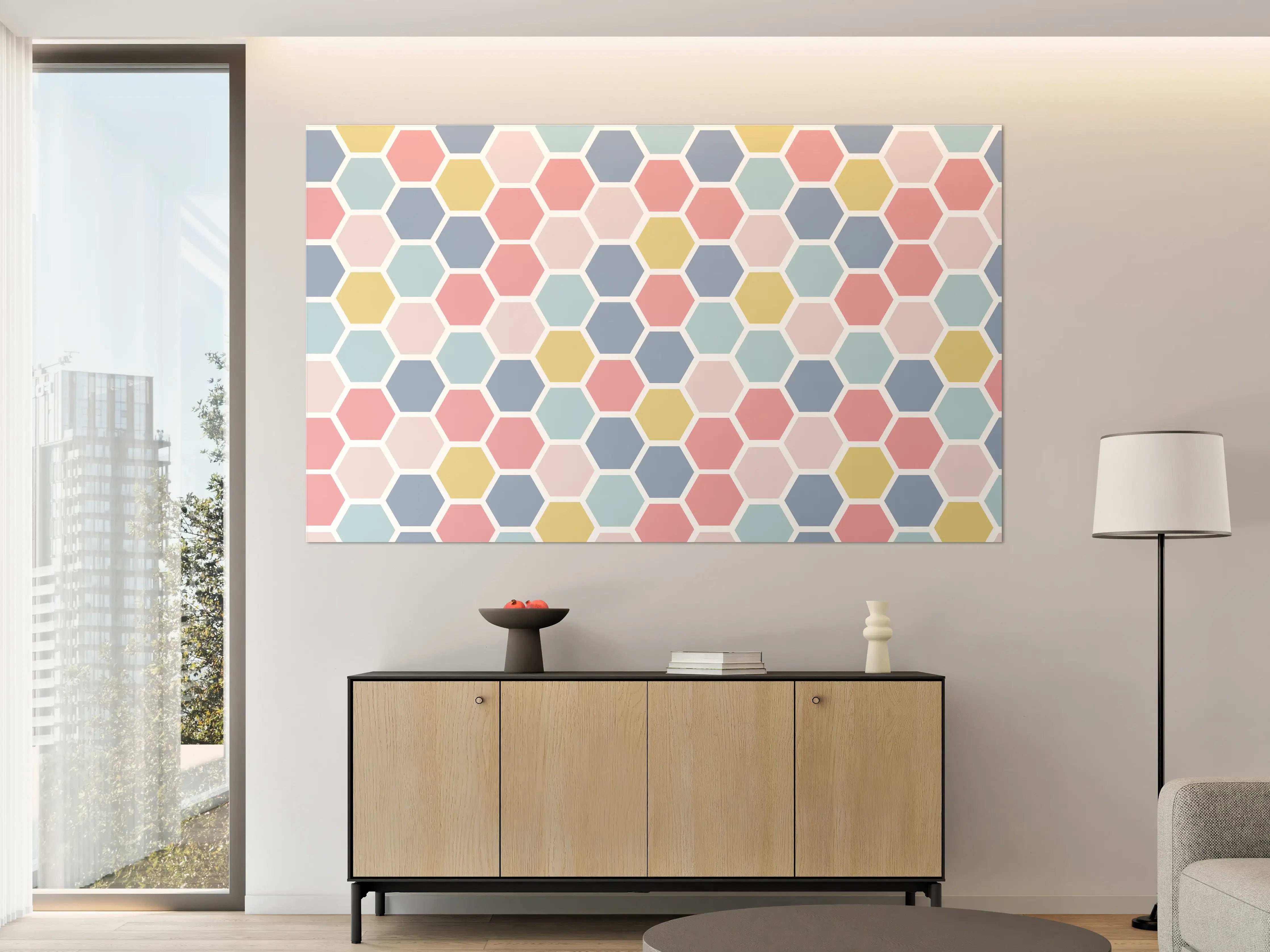 Große Wandbilder - Bunte Hexagon-Muster Tapete