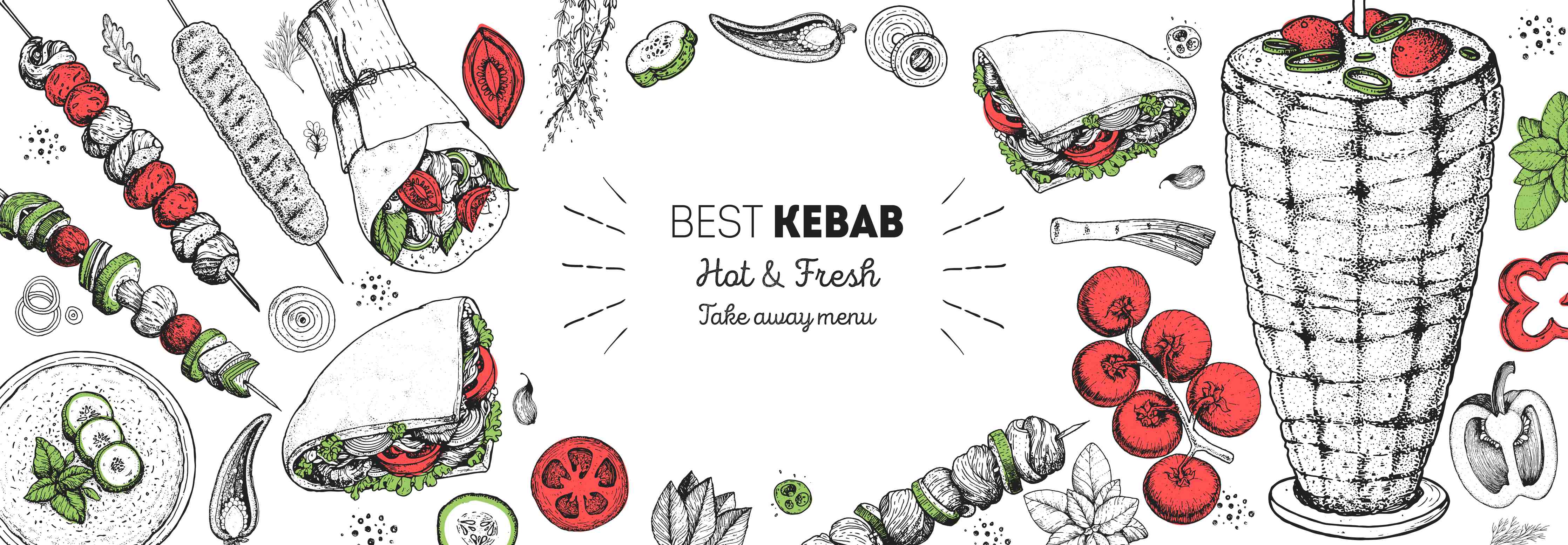 Große Wandbilder-Bunte Kebab-Motiv Design