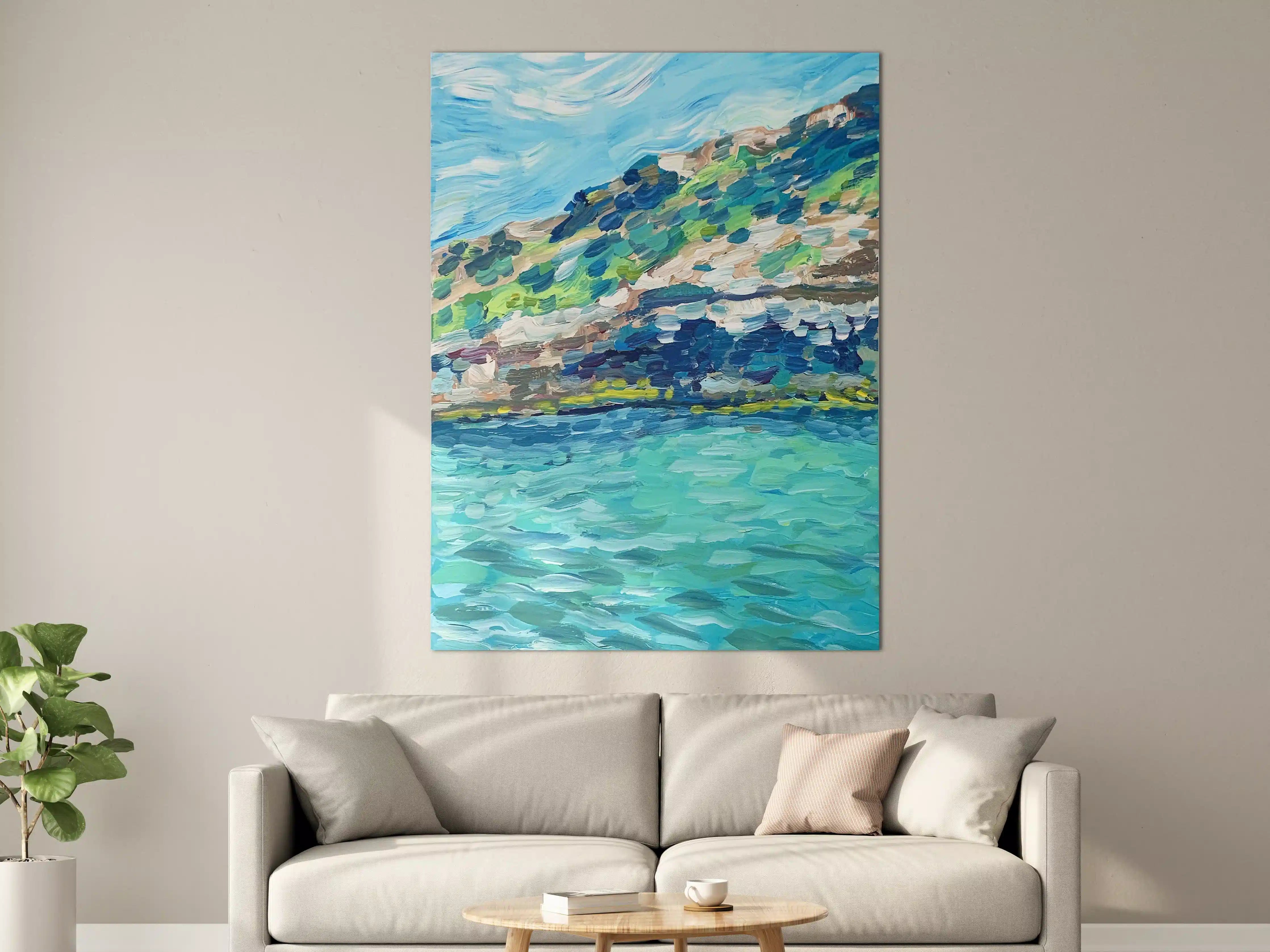 Große Wandbilder - Bunte Küstenlandschaft mit Wasser und Himmel