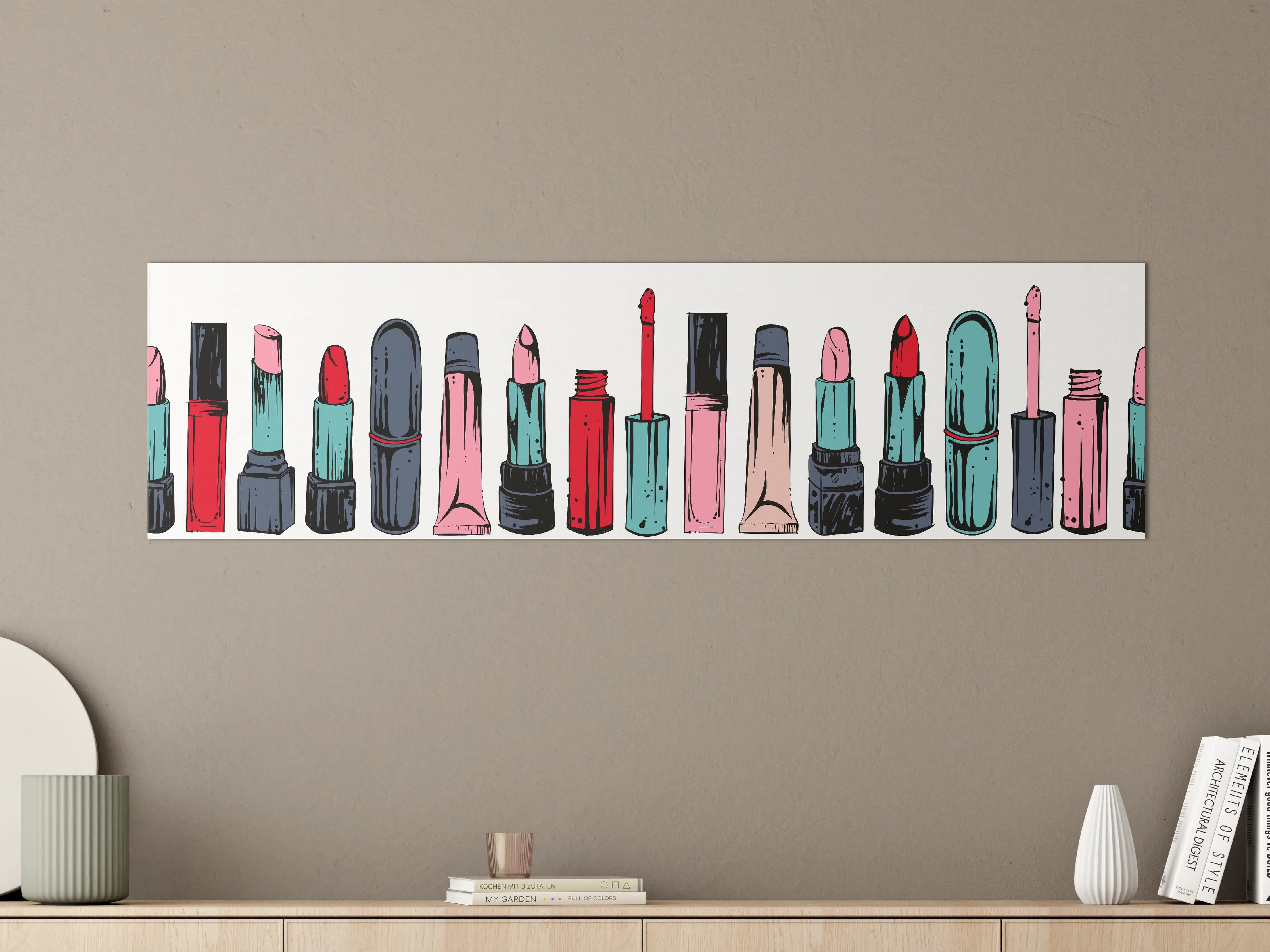 Große Wandbilder - Bunte Lippenstift-Illustration in Pastellfarben