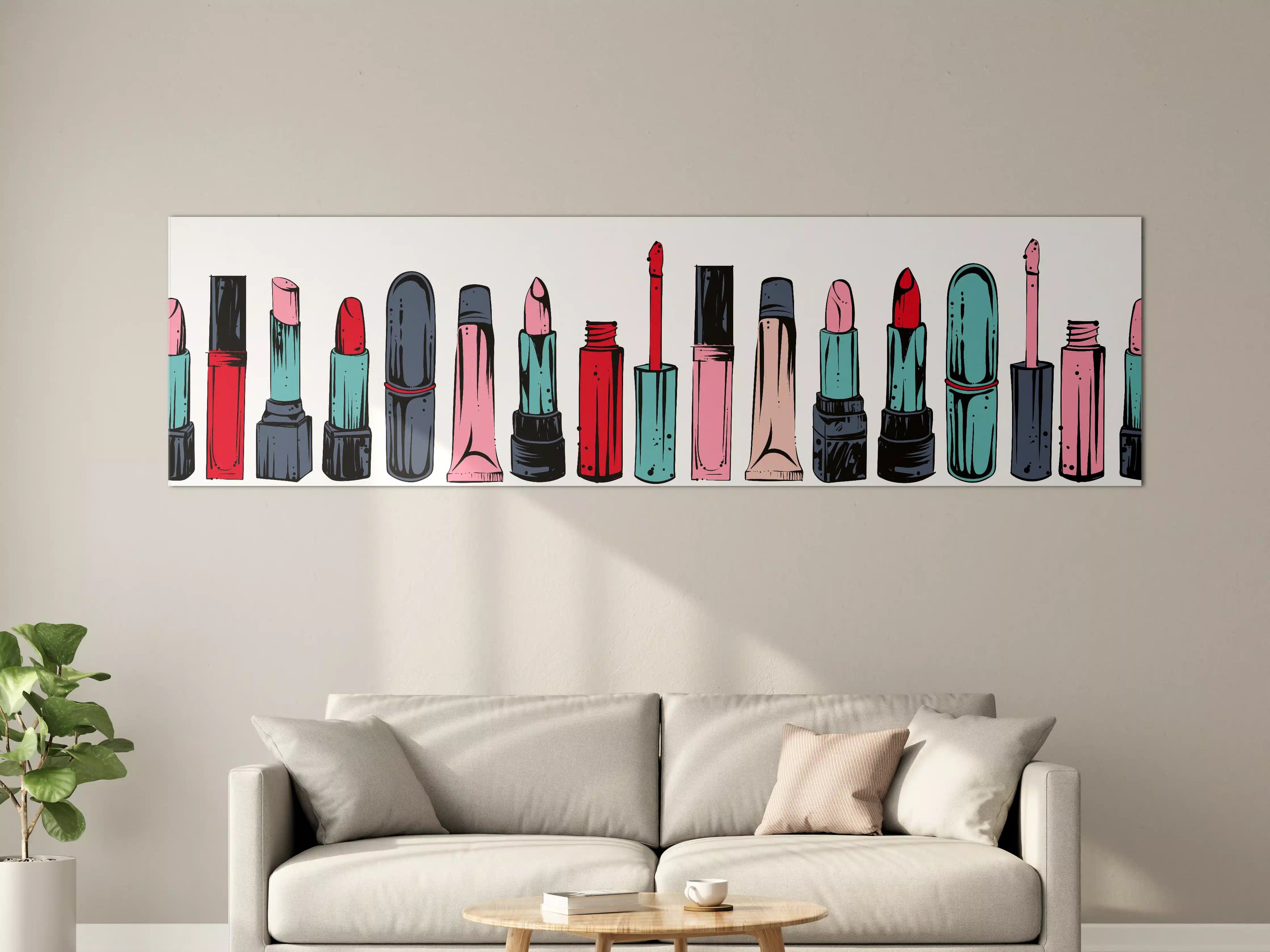 Große Wandbilder - Bunte Lippenstift-Illustration in Pastellfarben