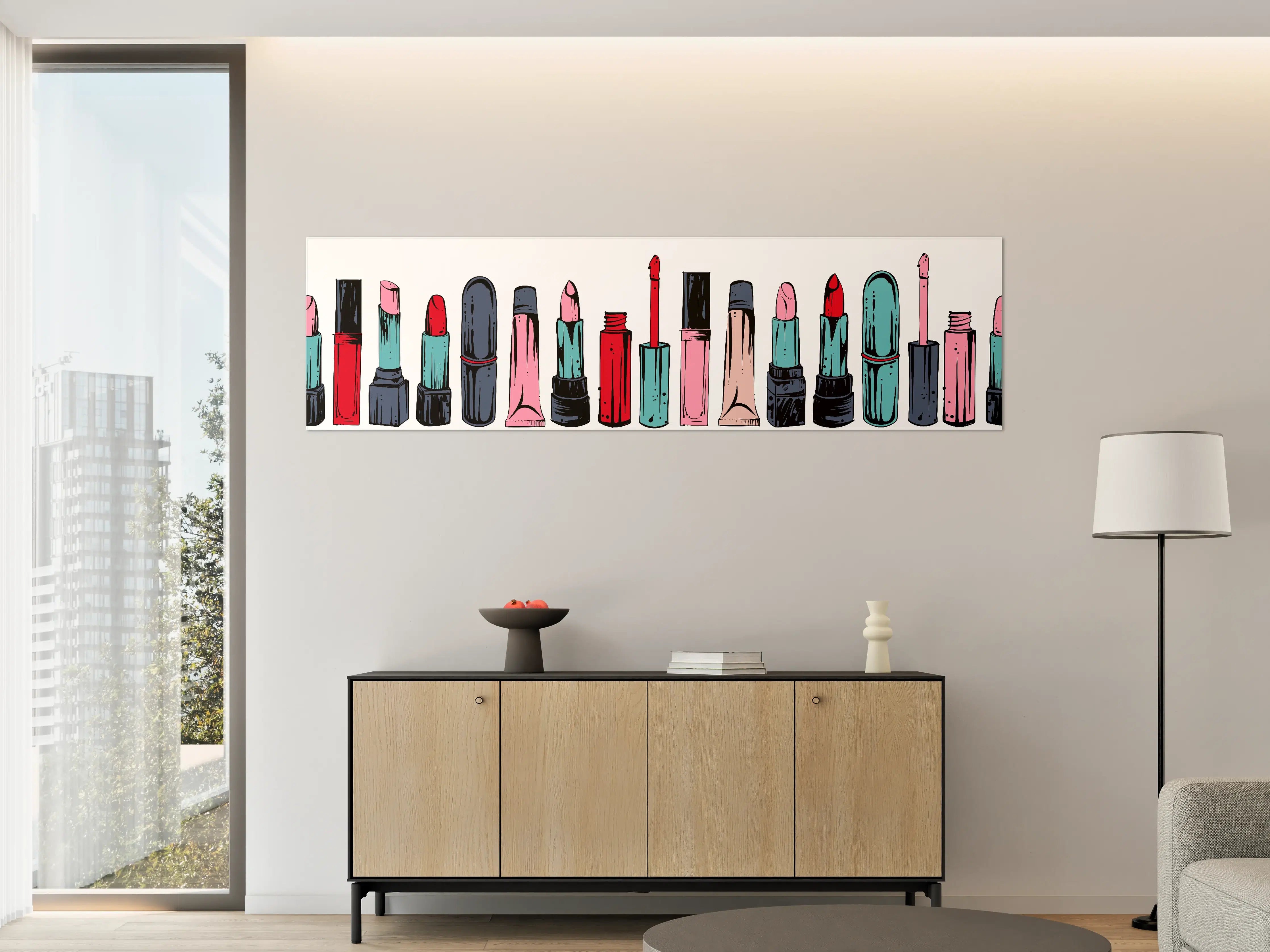 Große Wandbilder - Bunte Lippenstift-Illustration in Pastellfarben