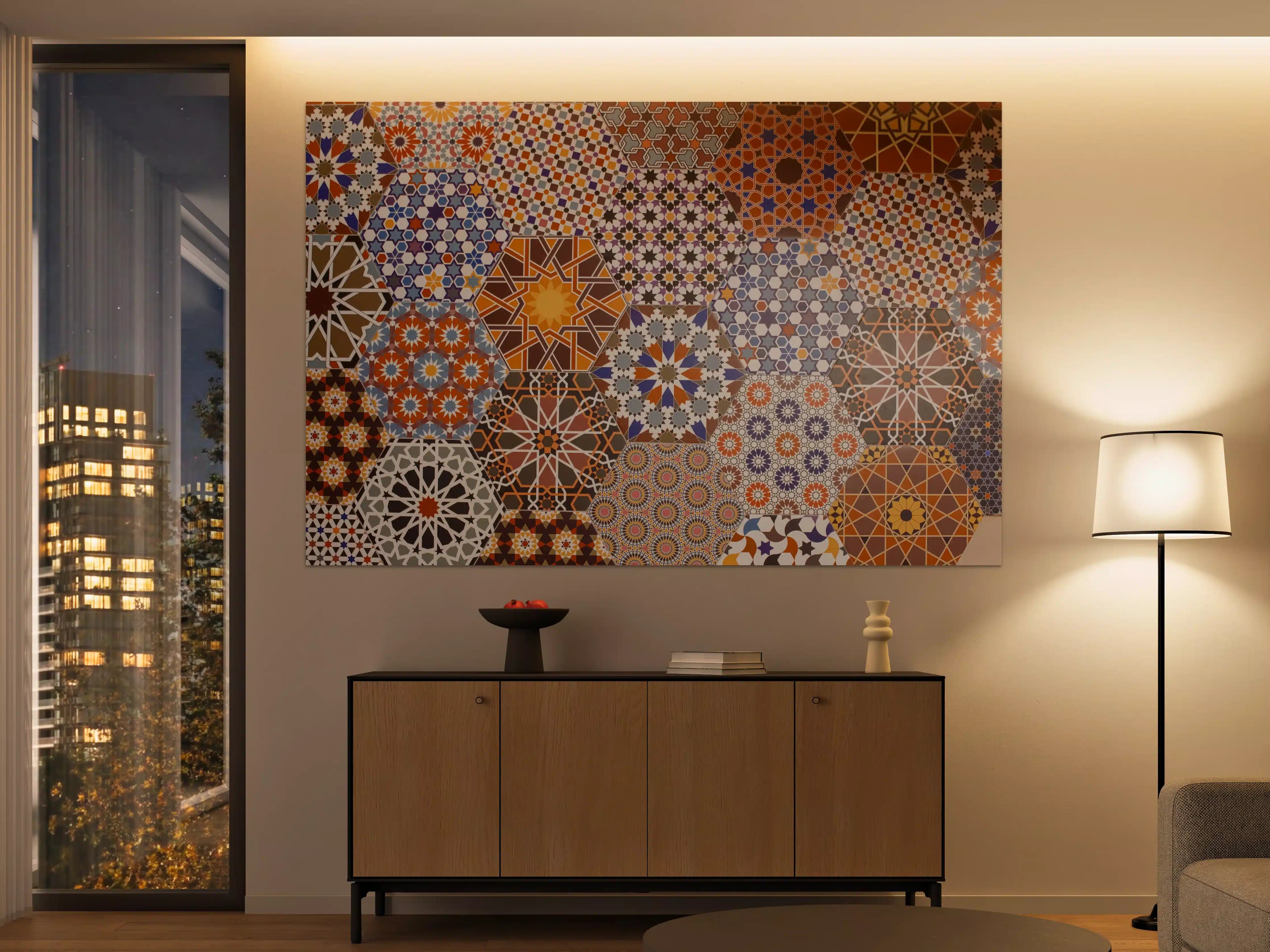 Große Wandbilder - Bunte Mosaikflächen mit geometrischen Mustern