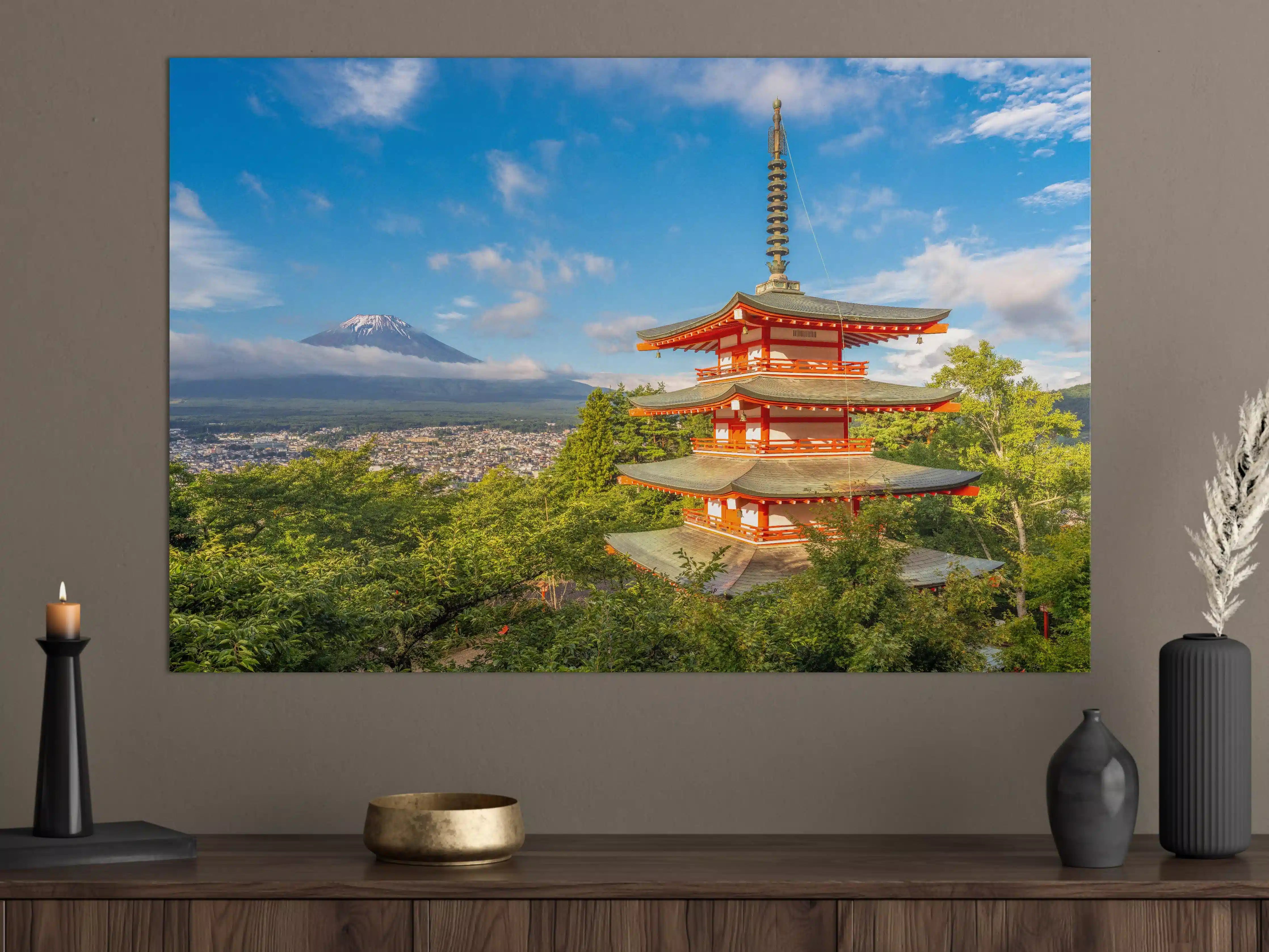 Große Wandbilder - Bunte Pagode mit Fuji-Berg im Hintergrund