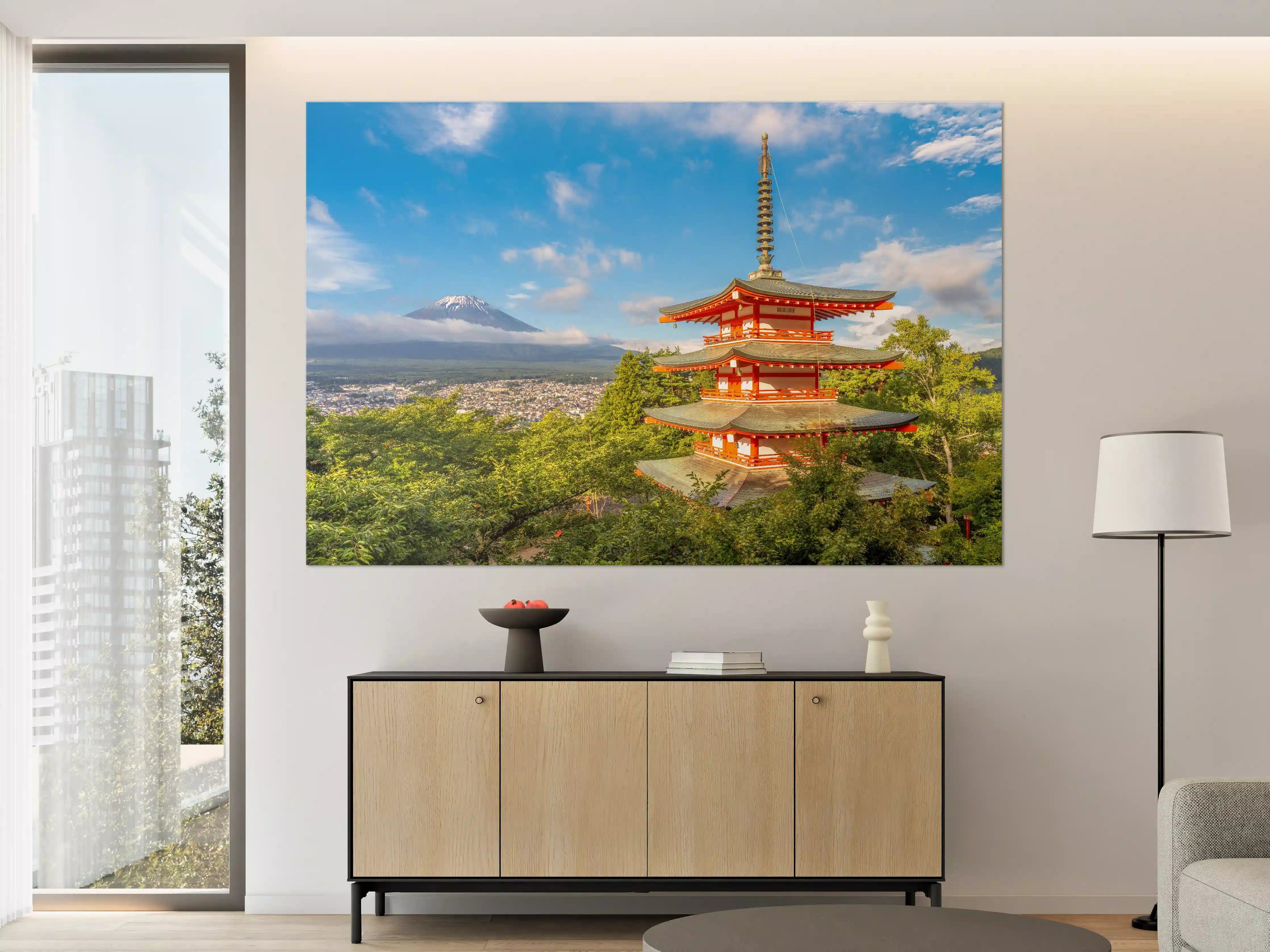 Große Wandbilder - Bunte Pagode mit Fuji-Berg im Hintergrund