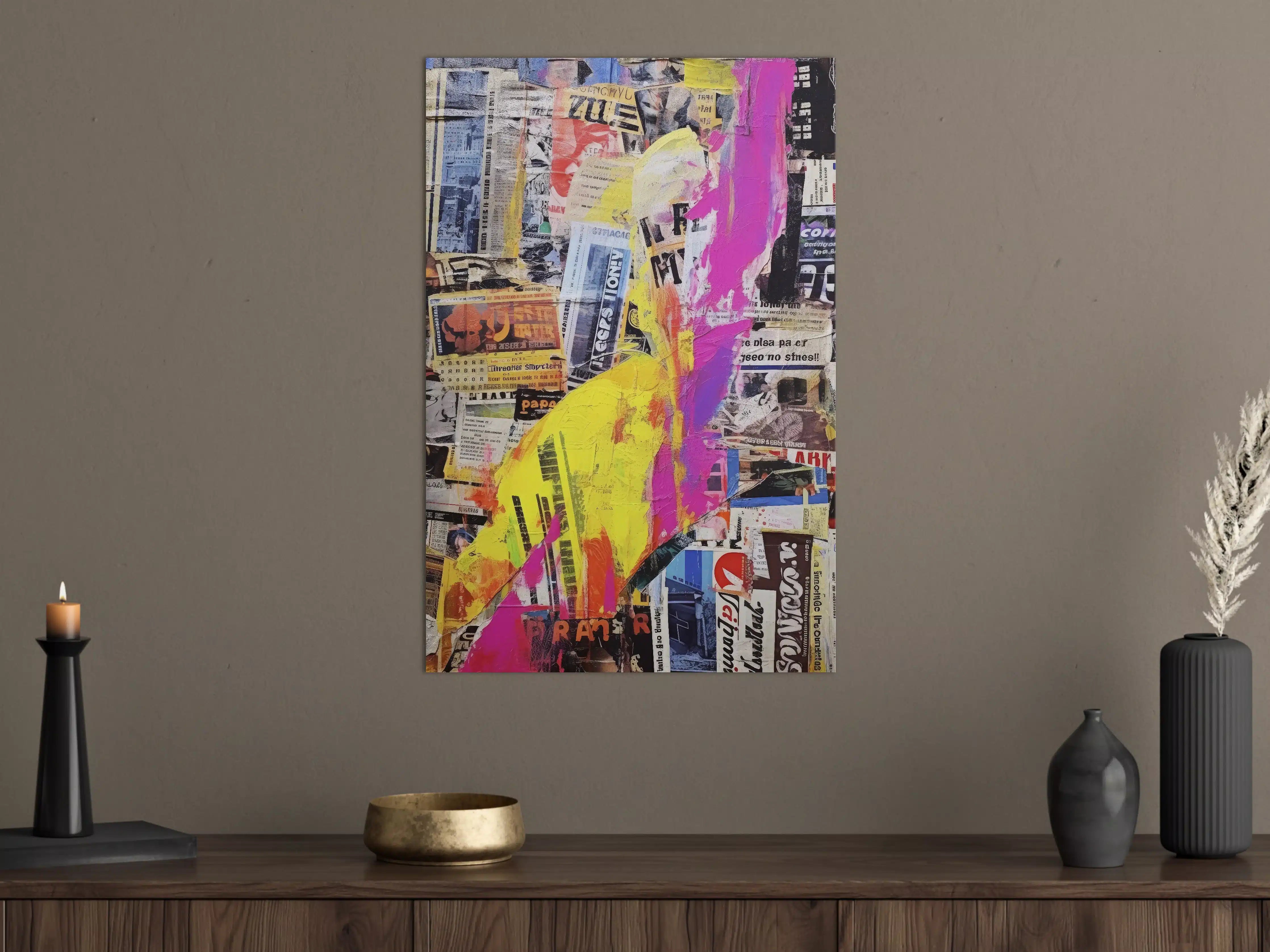 Große Wandbilder - Bunte Papier-Collage Kunst