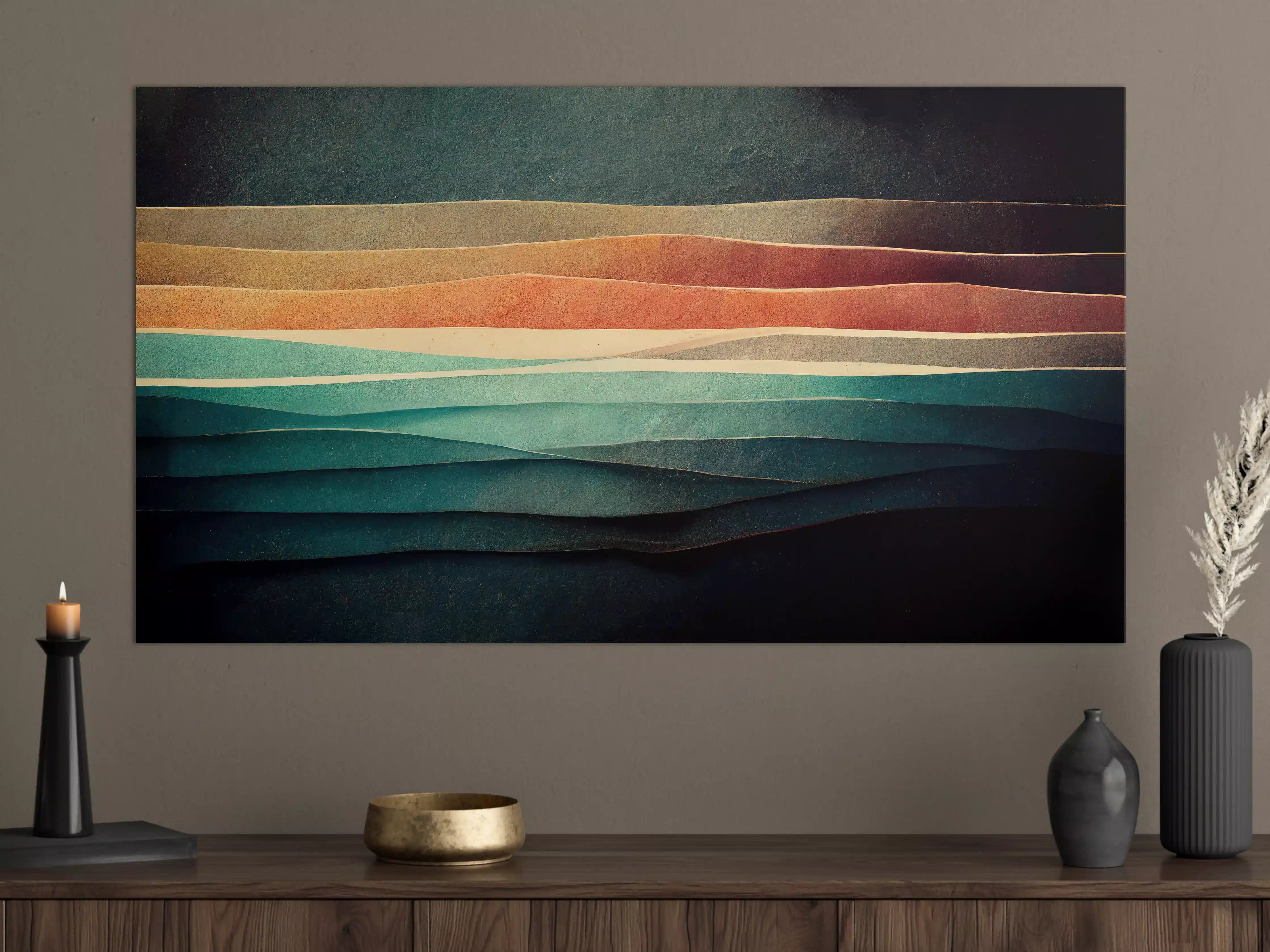 Große Wandbilder - Bunte Papierstreifen auf dunklem Hintergrund