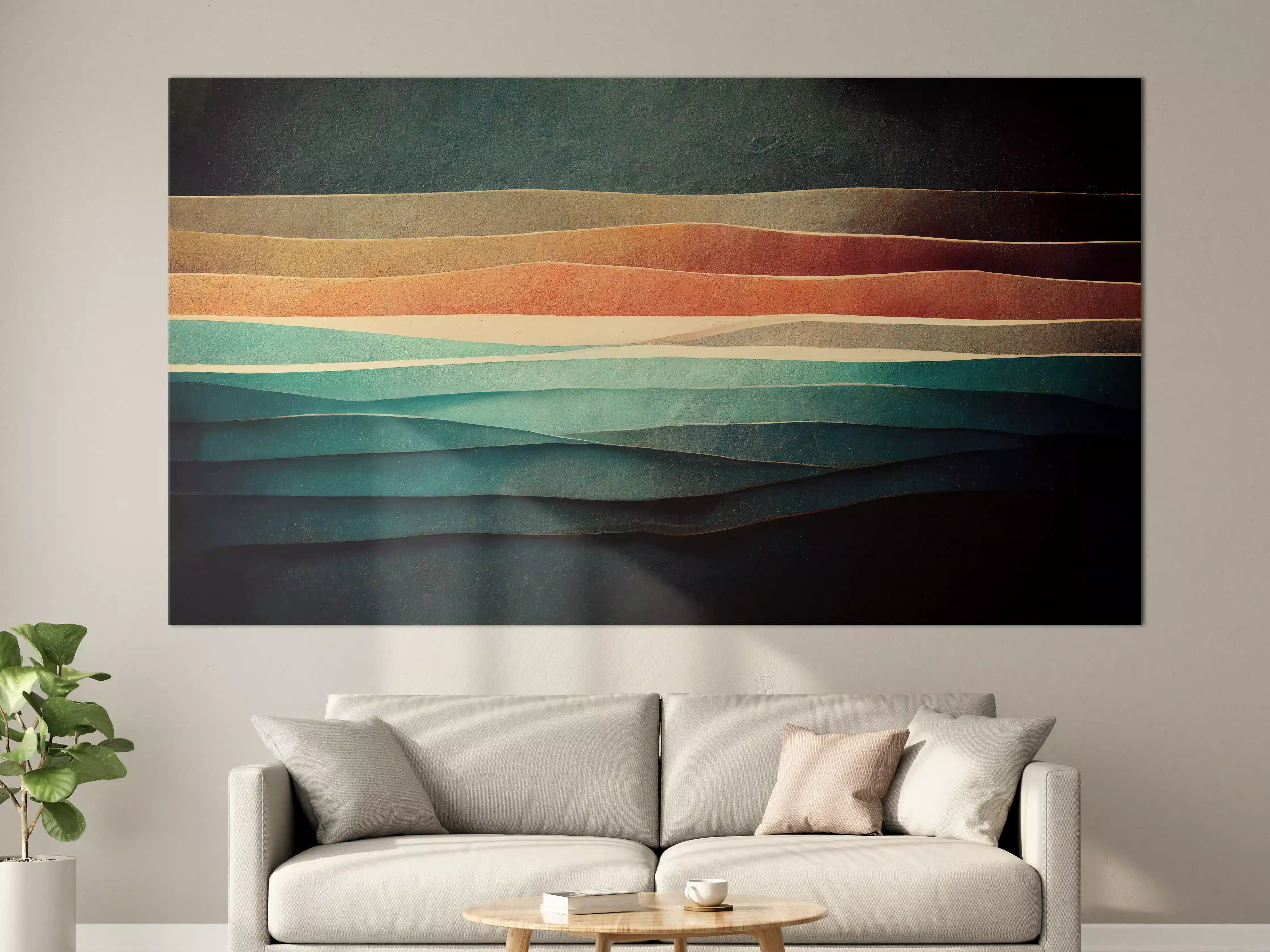 Große Wandbilder - Bunte Papierstreifen auf dunklem Hintergrund