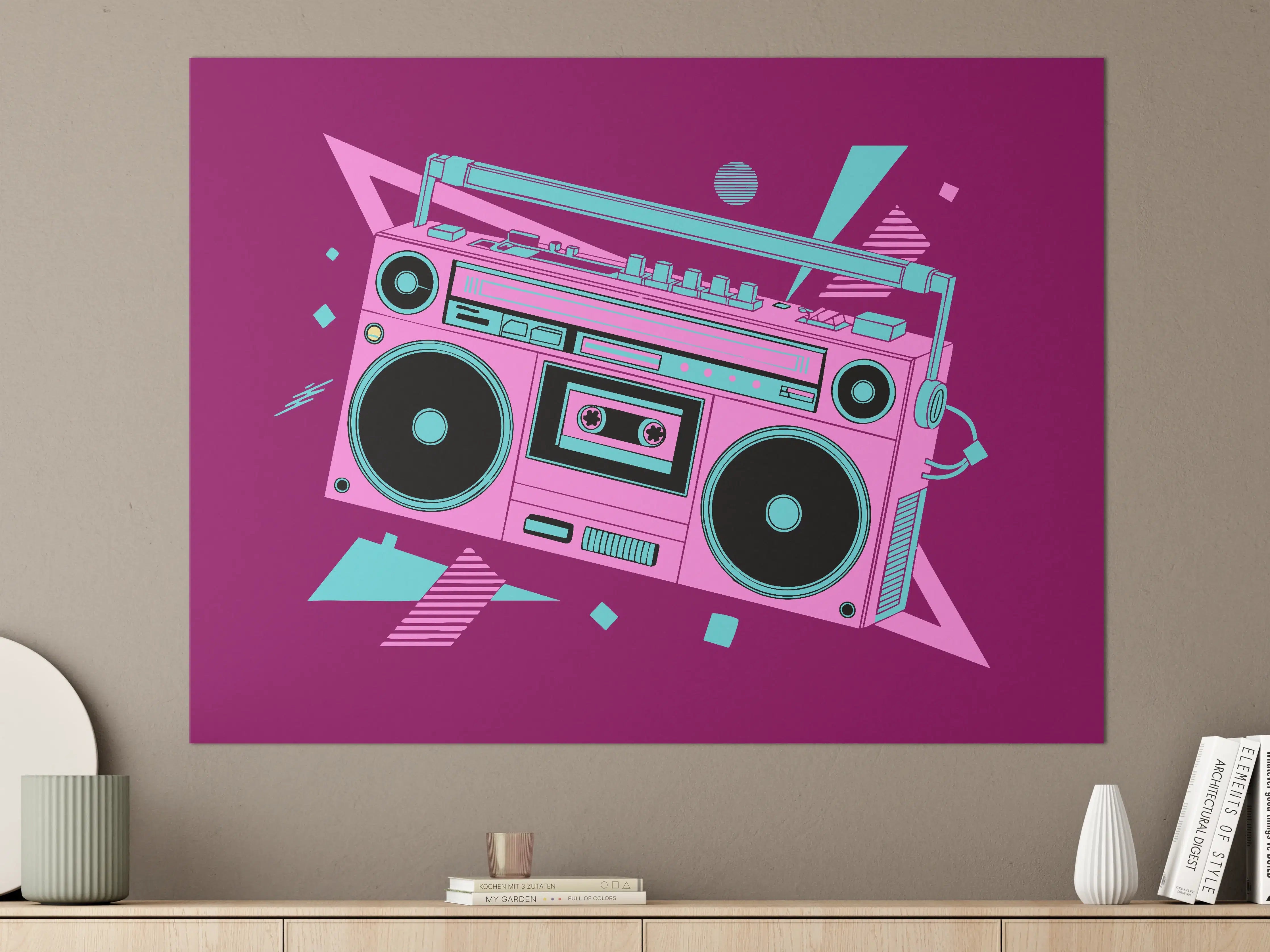 Große Wandbilder - Bunte Retro-Style DJ-Boombox
