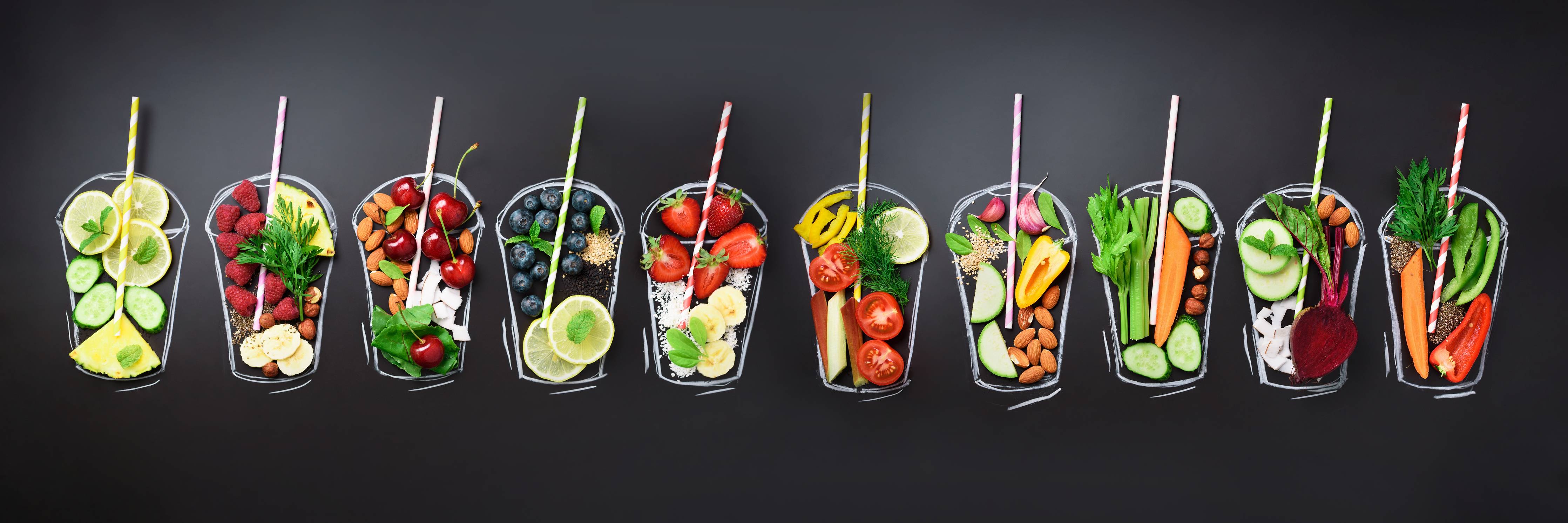 Große Wandbilder-Bunte Smoothie Zutaten Mix