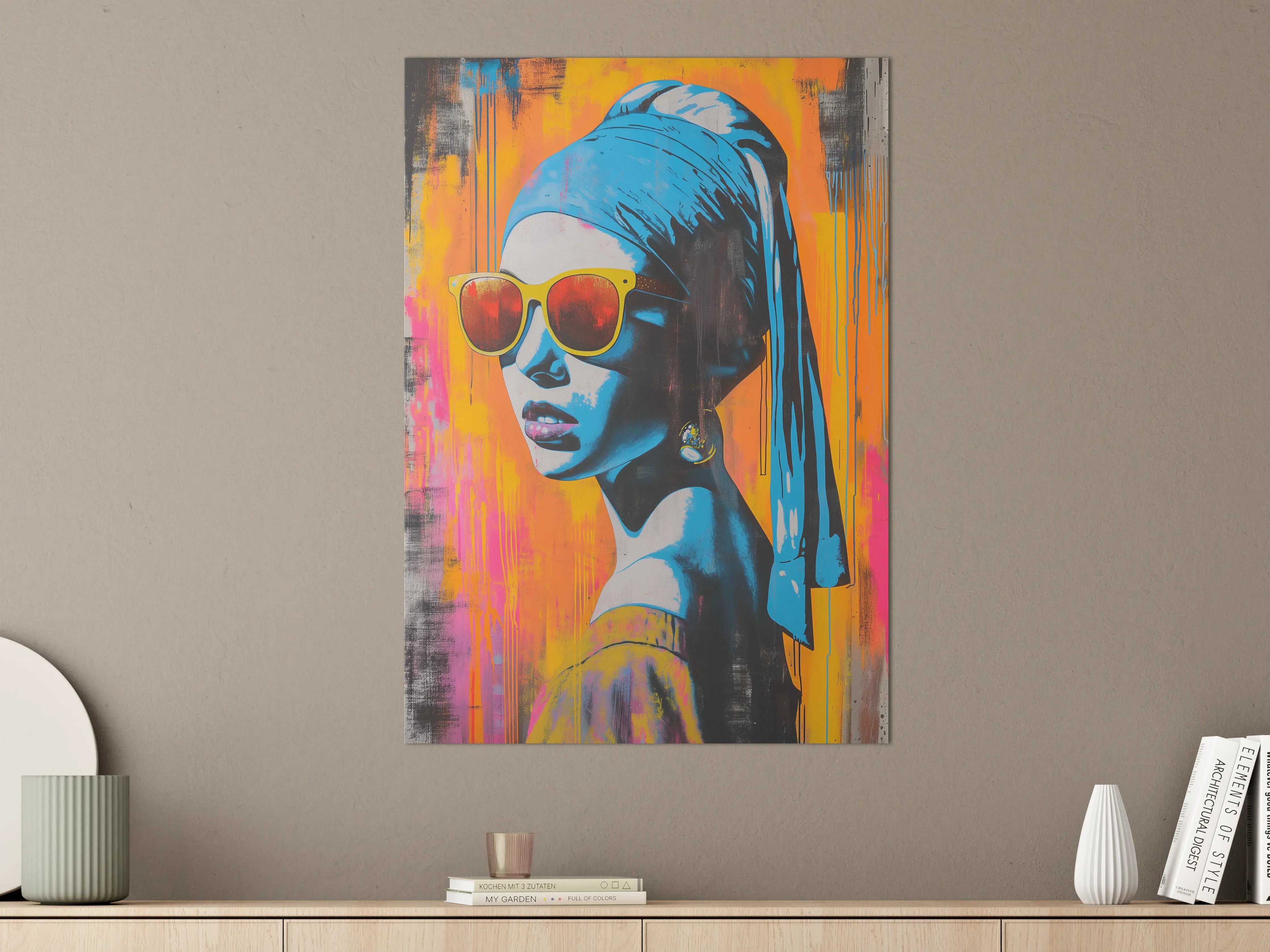 Große Wandbilder - Bunte Street Art Portrait mit Sonnenbrille